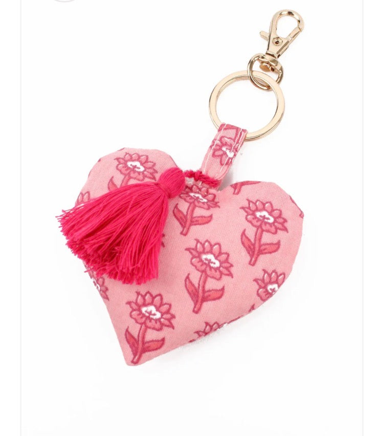 Pink heart keyring