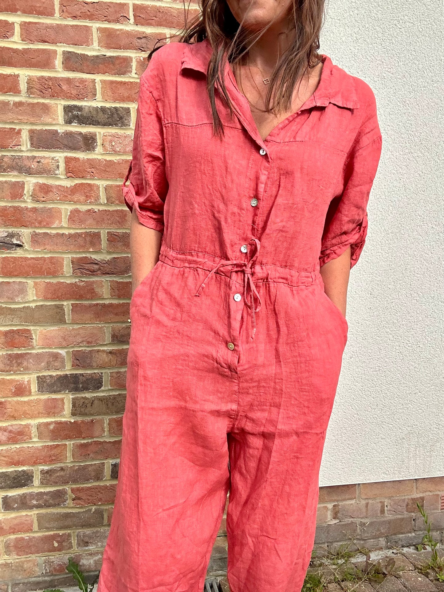 Lexie linen jumpsuit - Terracotta