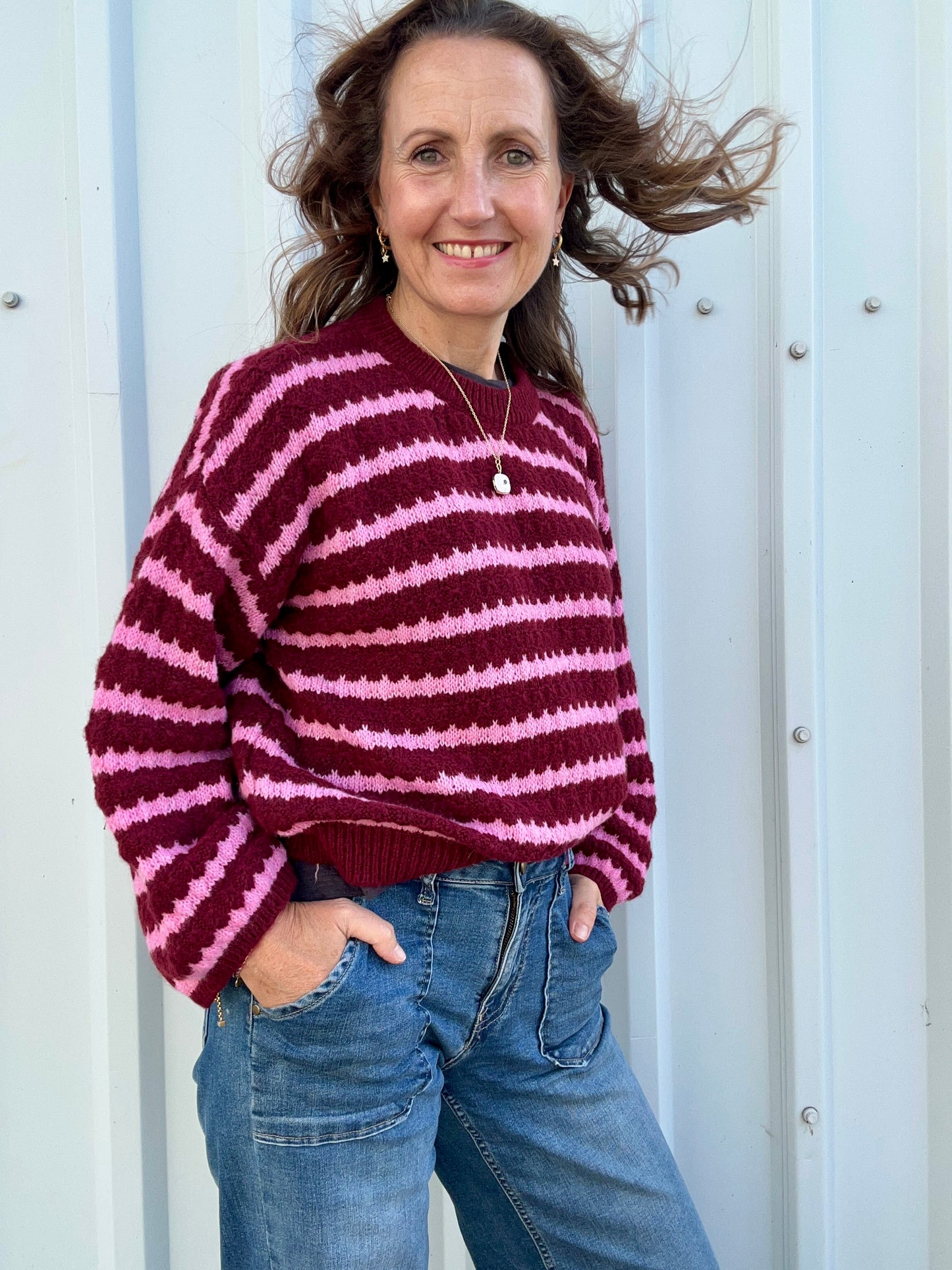 Sienna striped sweater - Plum / Pink