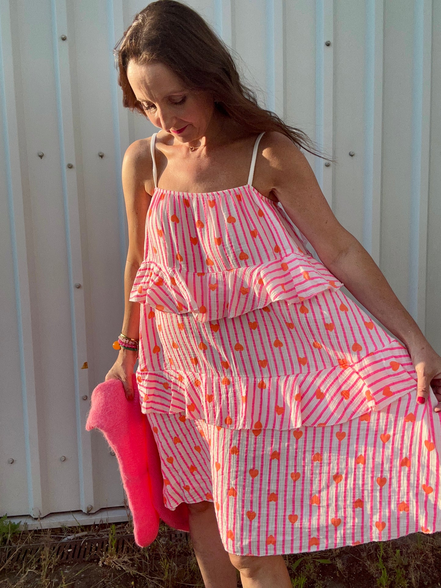 Pixie sundress - Pink / White