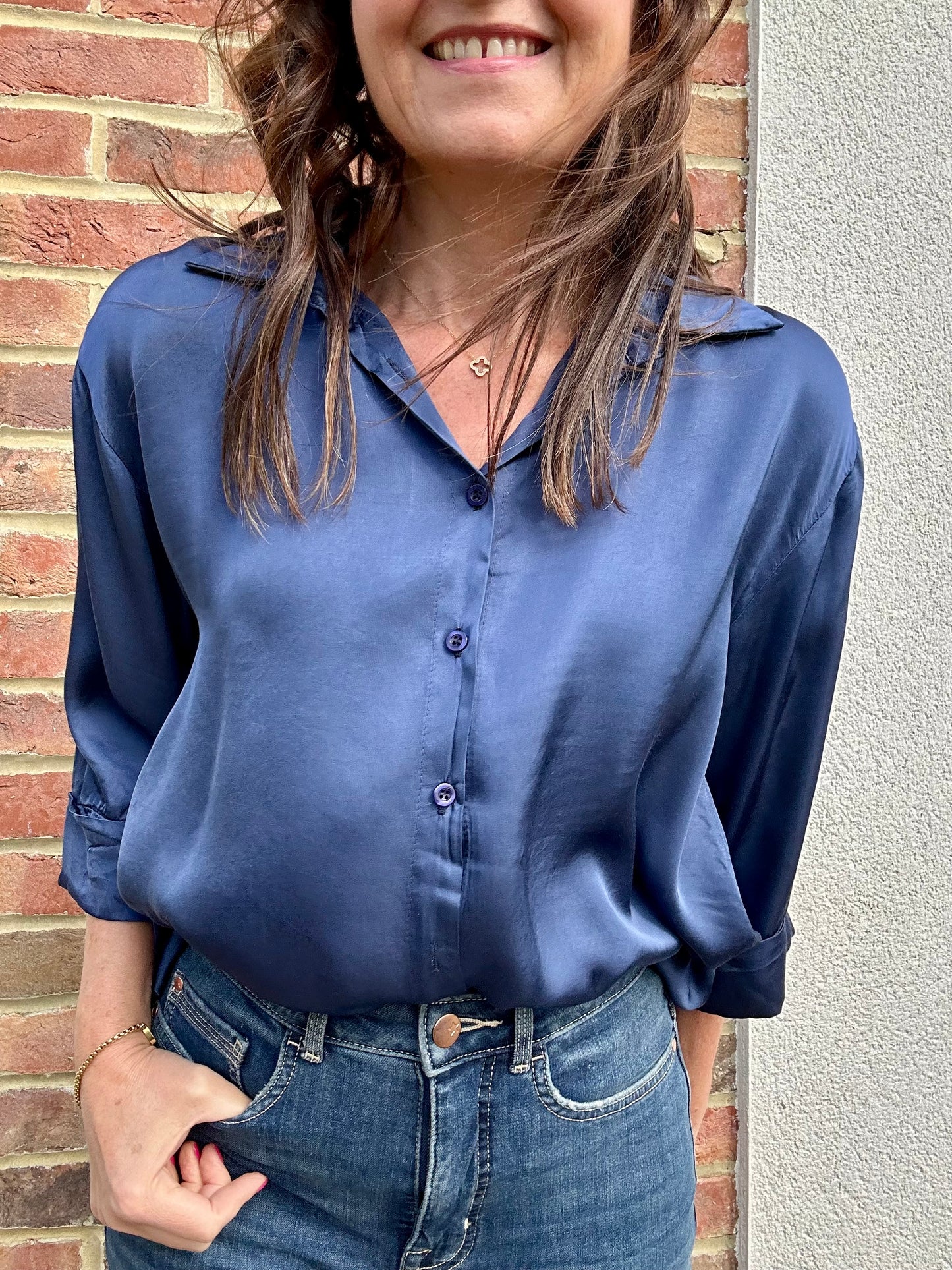 Mary silk mix blouse - Midnight