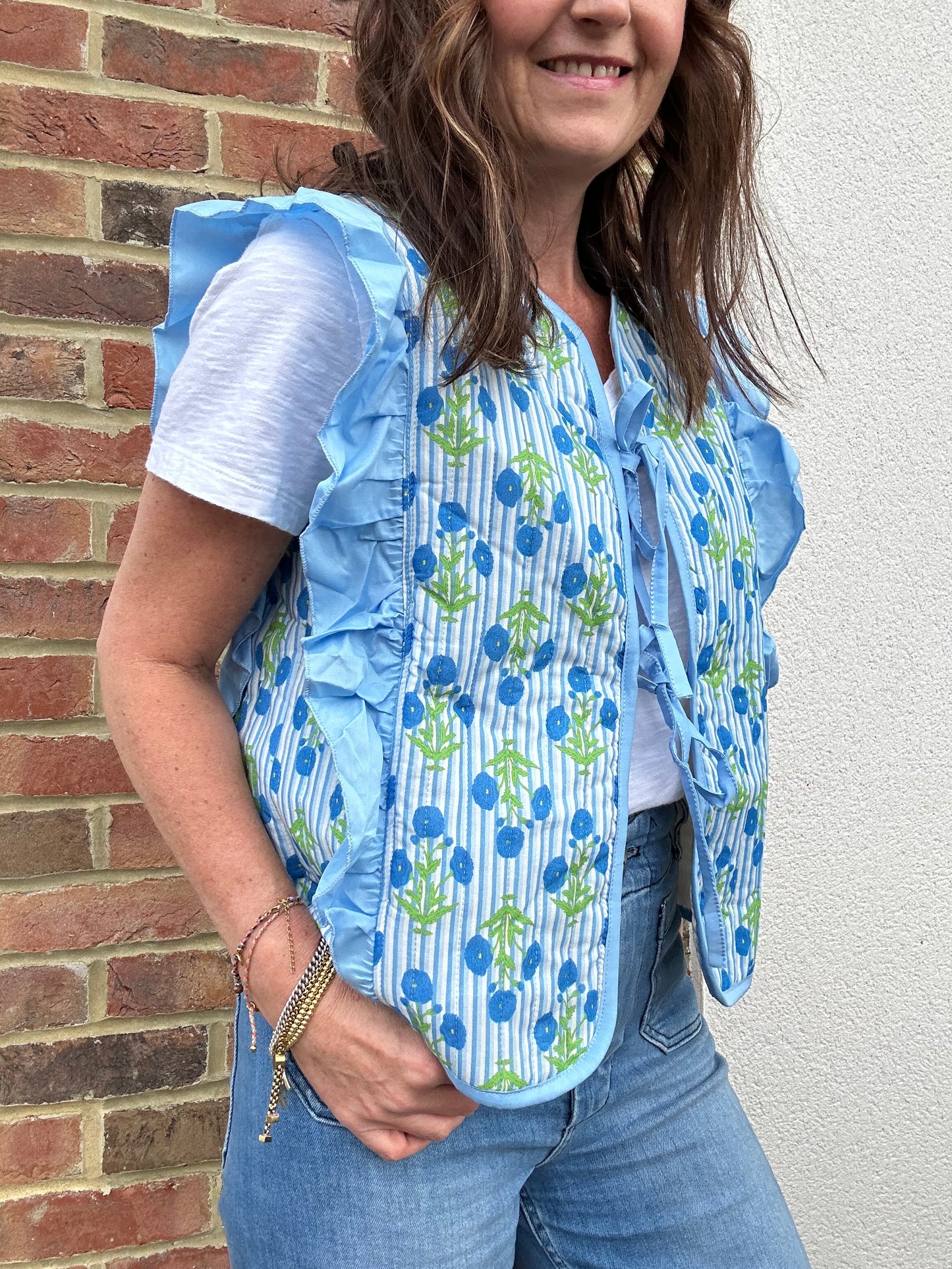 Maudie floral waistcoat - Blue