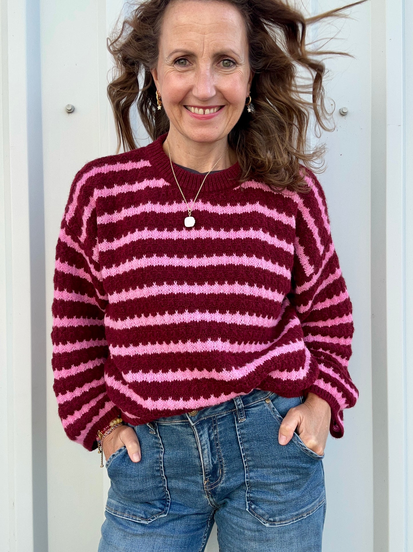 Sienna striped sweater - Plum / Pink