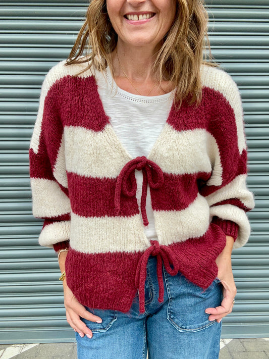 Livi striped cardigan - Plum / Cream