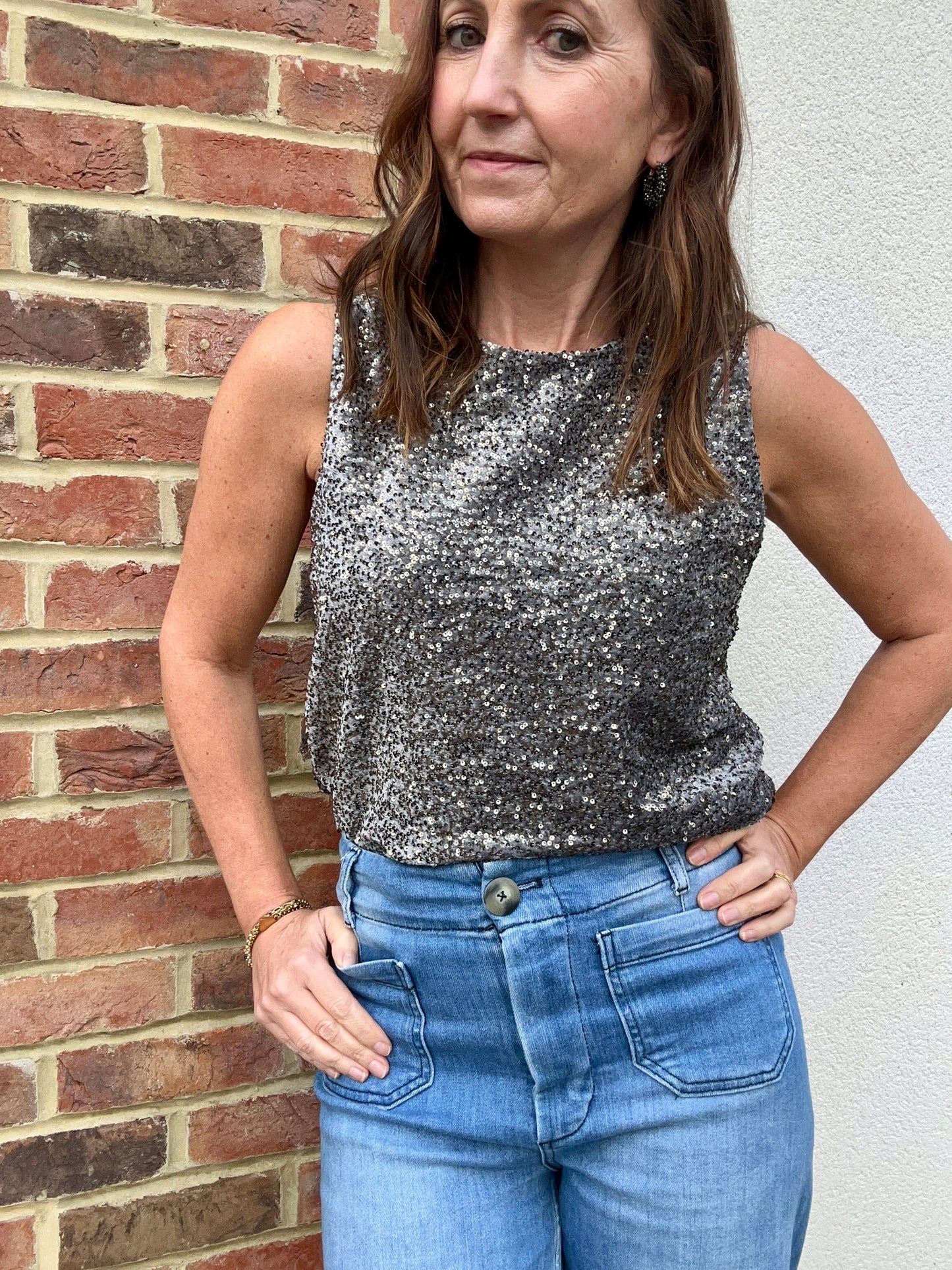 Sylvie sequin vest - Gunmetal