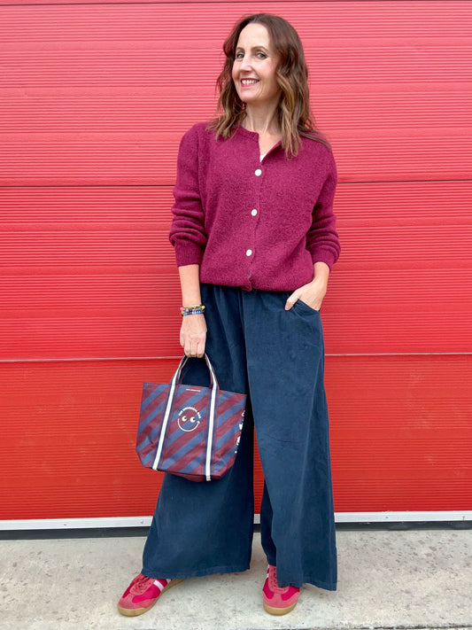 York wideleg cord trousers - Navy