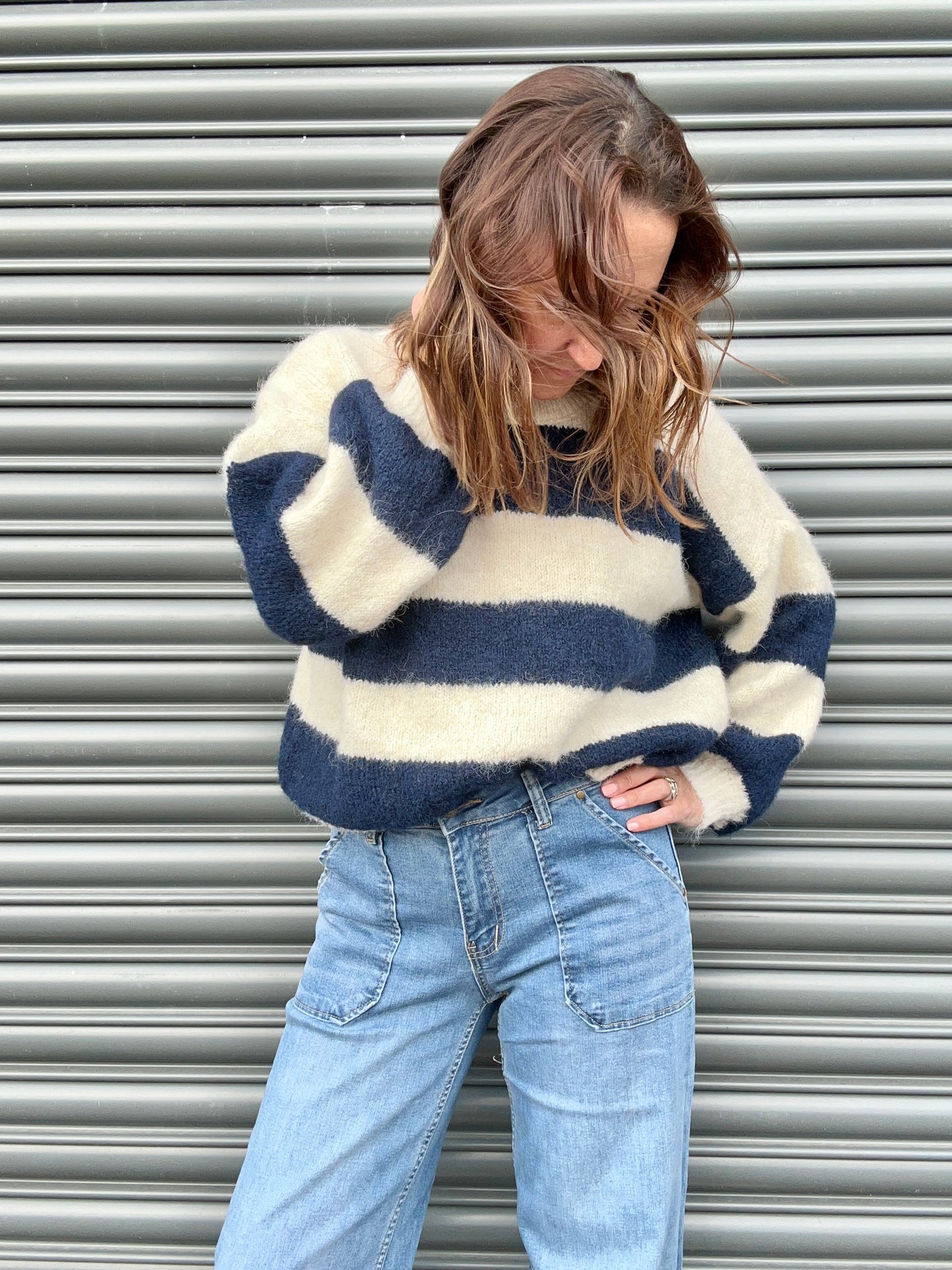 Clover striped sweater - Navy / Cream