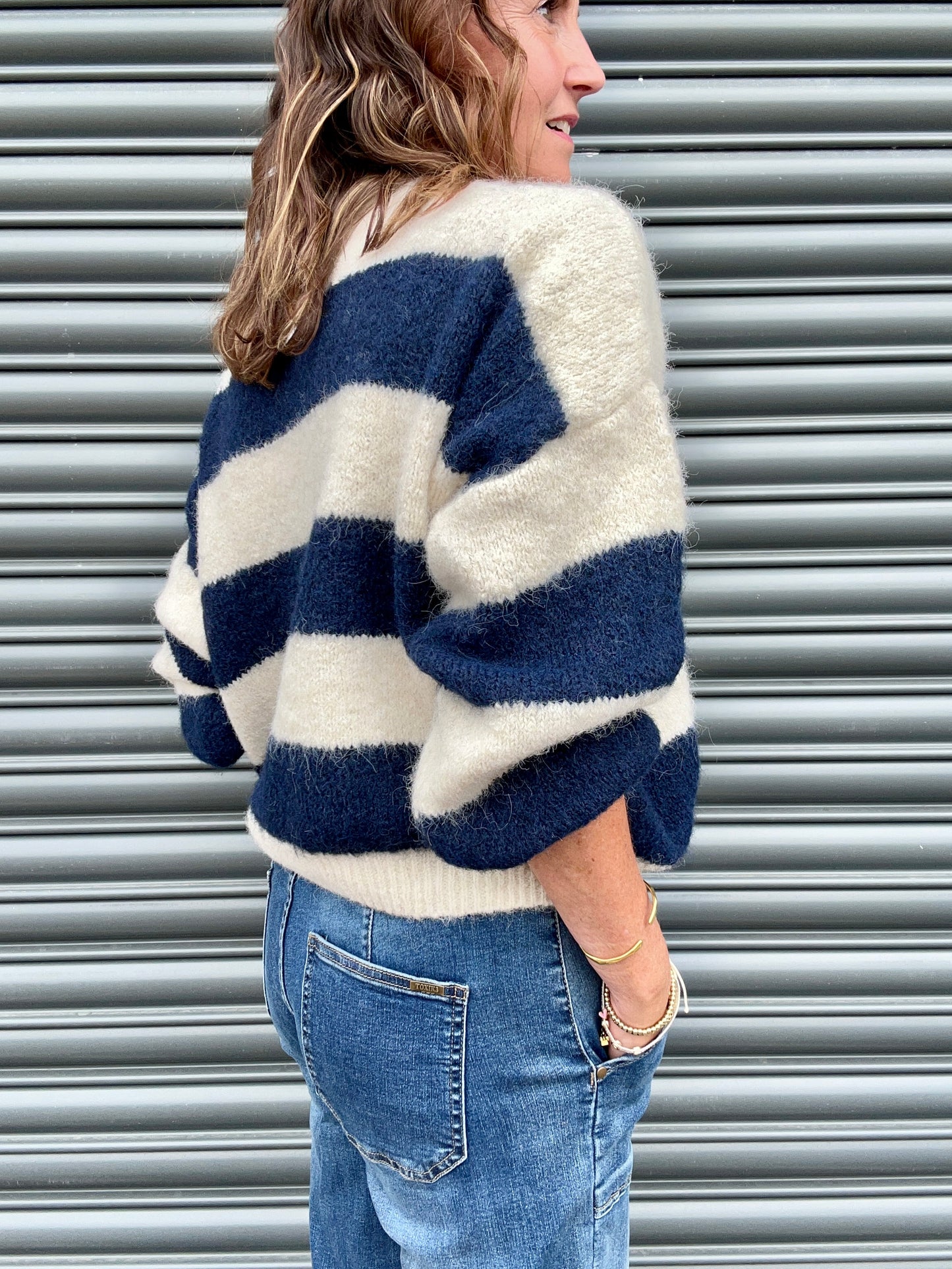 Clover striped sweater - Navy / Cream