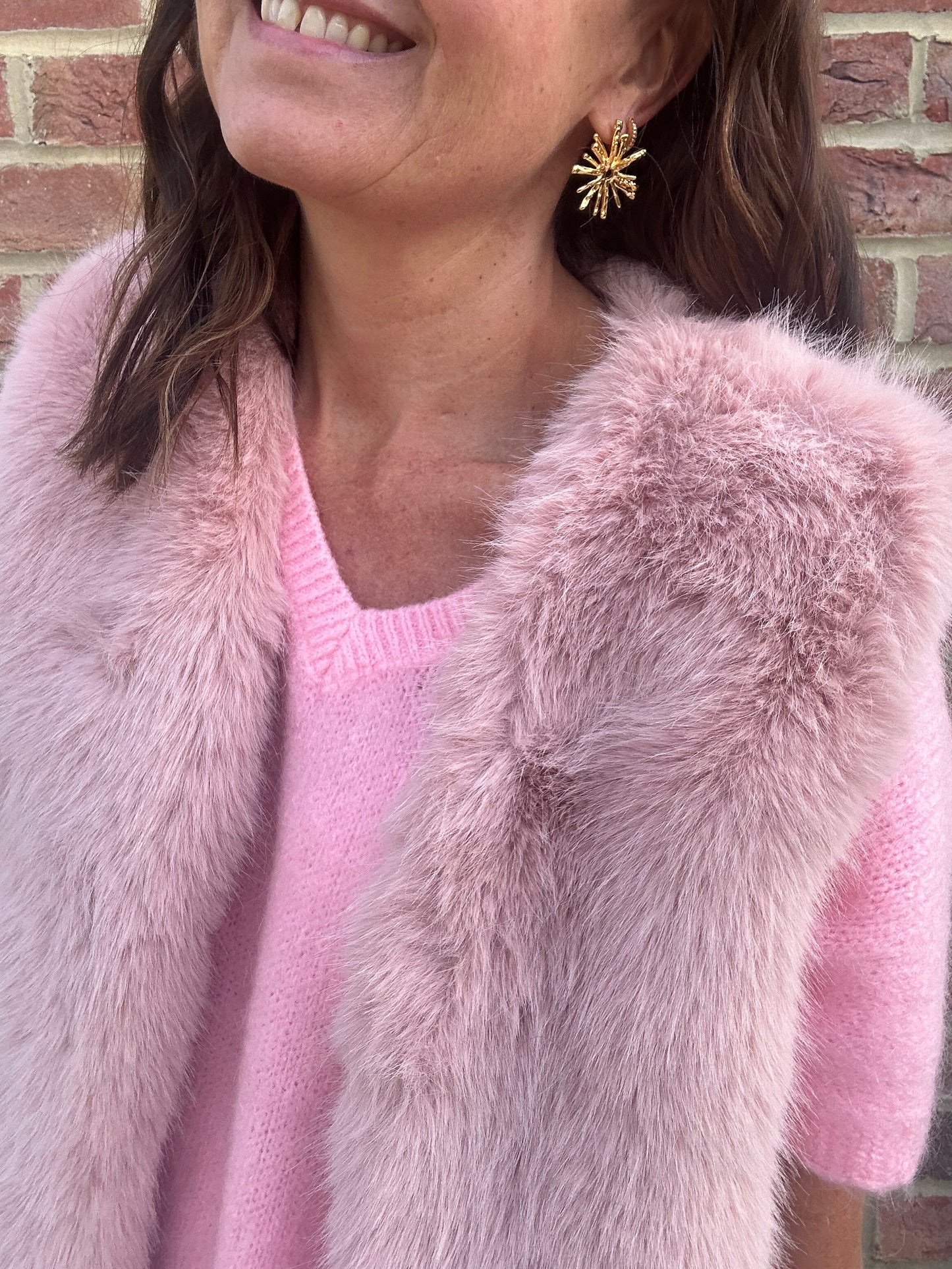 Venus faux fur gilet - Powder