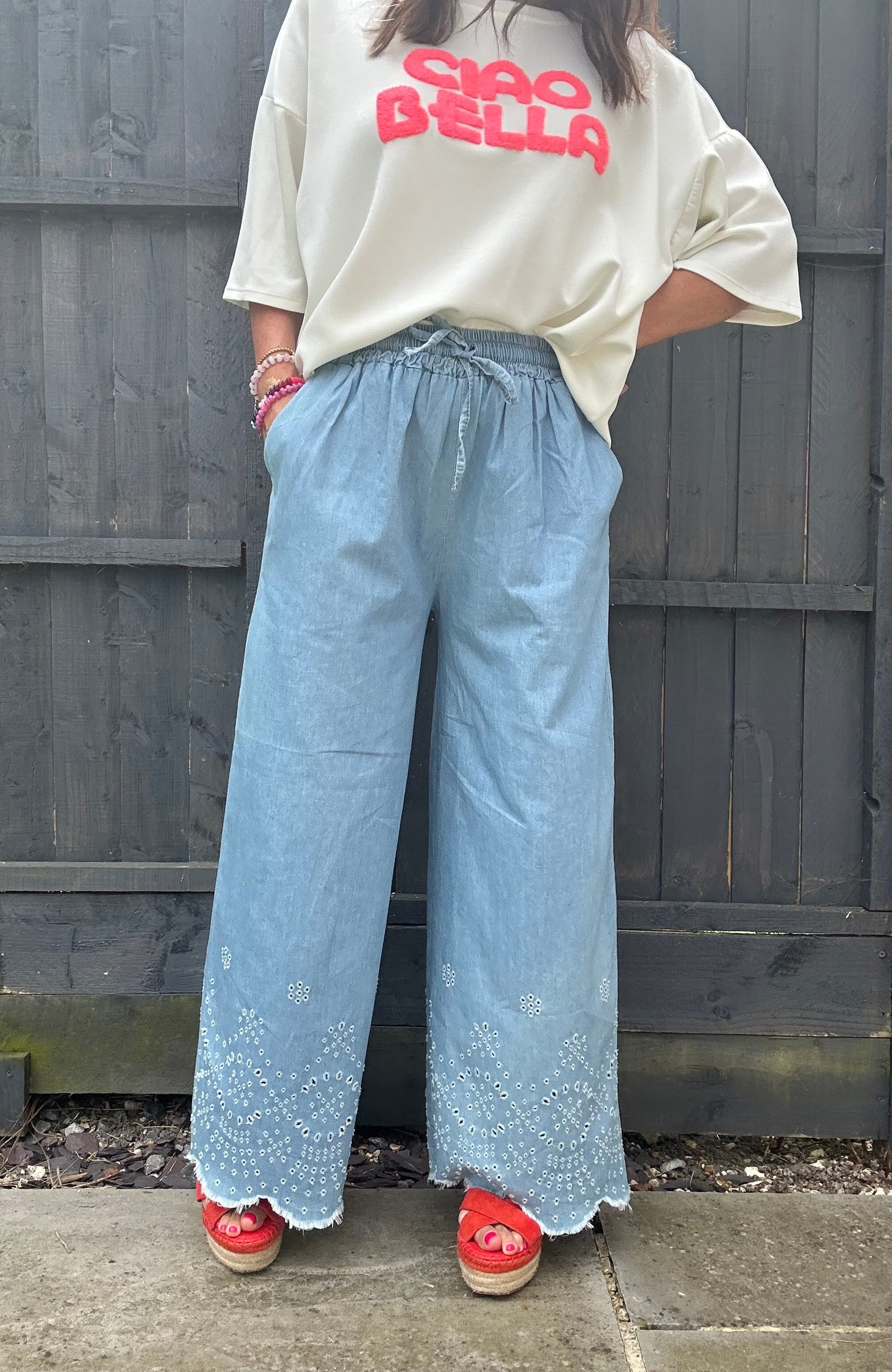 Iris chambray trousers - Pale blue