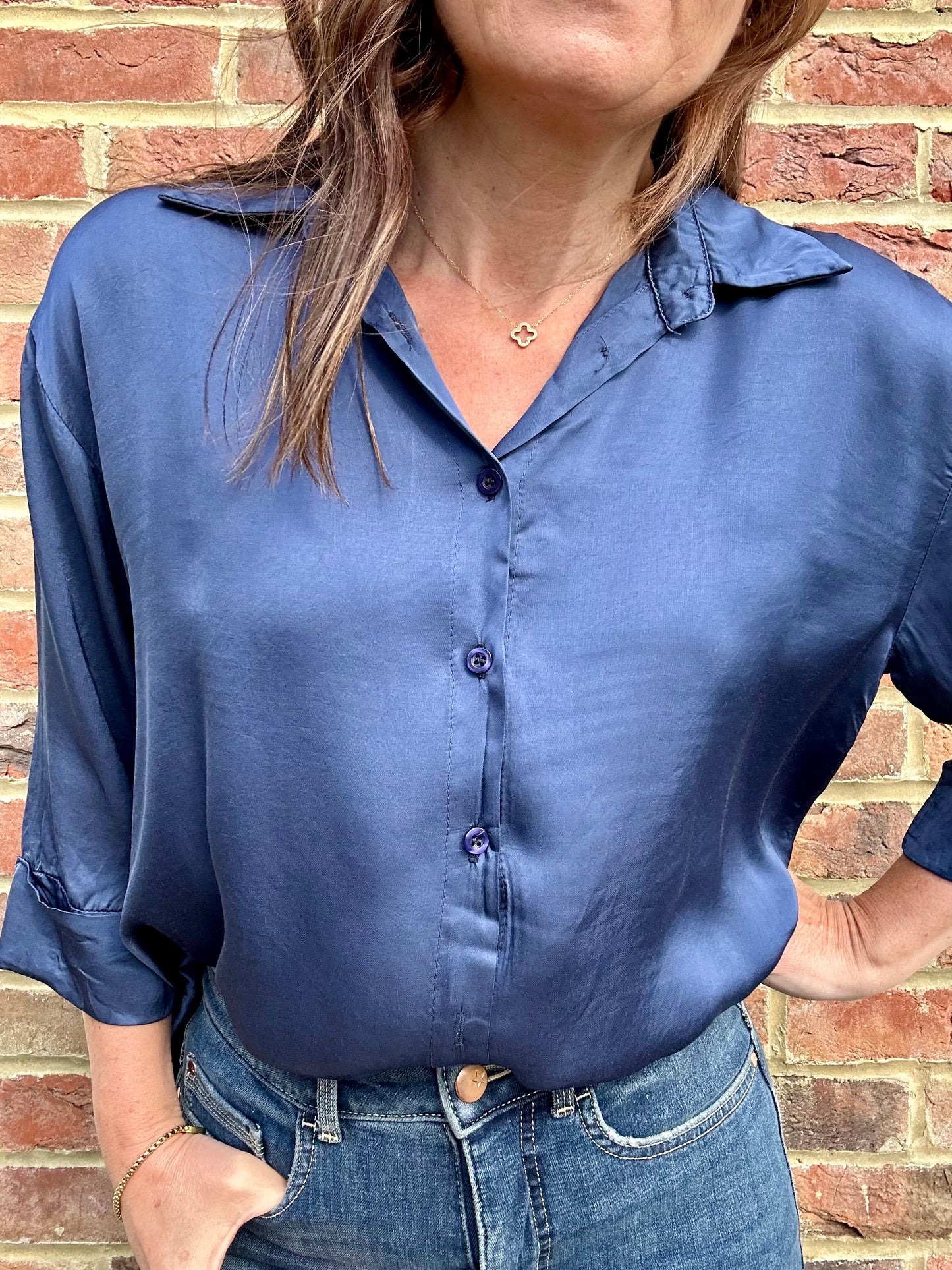Mary silk mix blouse - Midnight