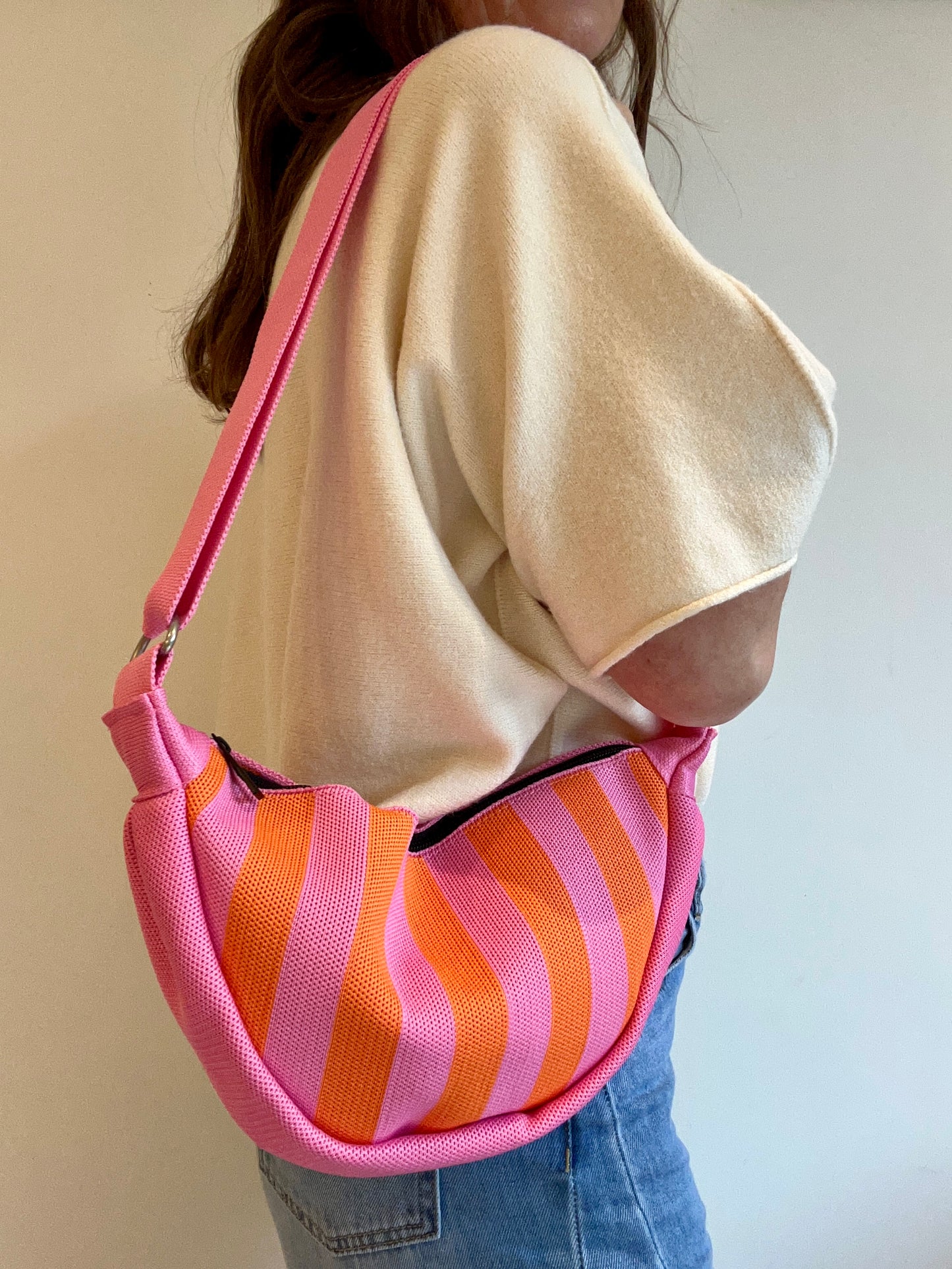 Kanga striped pouch bag - Pink / Orange