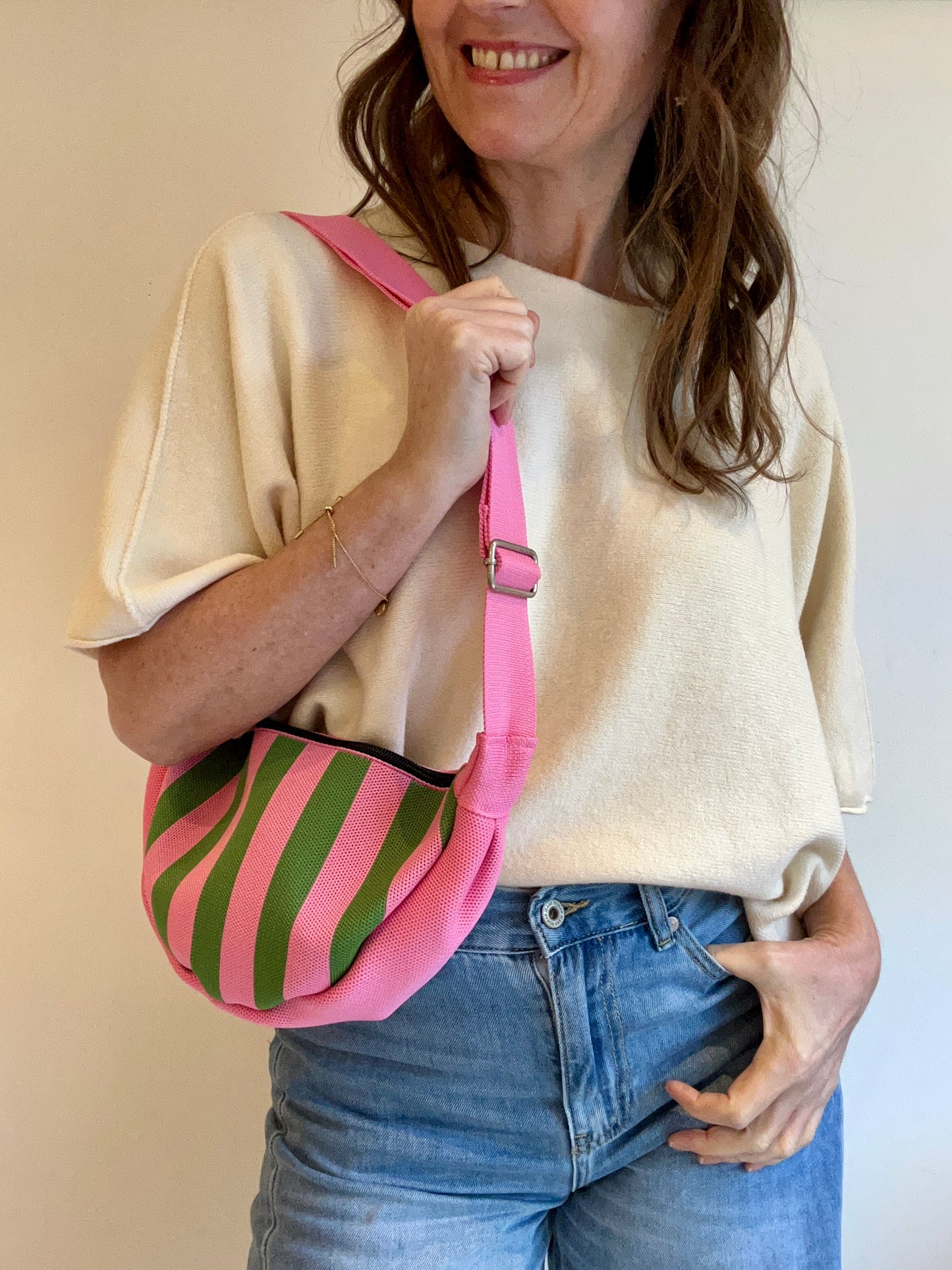 Kanga striped pouch bag / Green