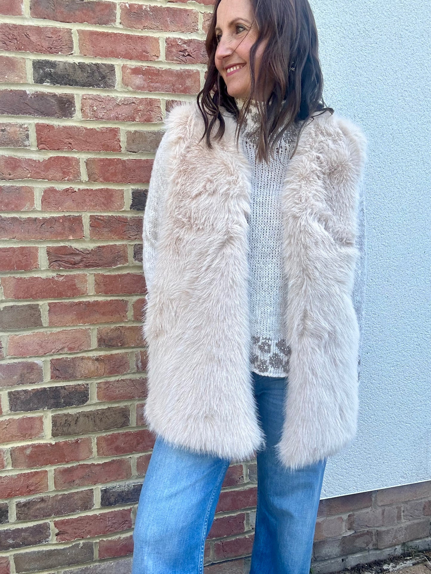 Venus faux fur gilet -Vanilla