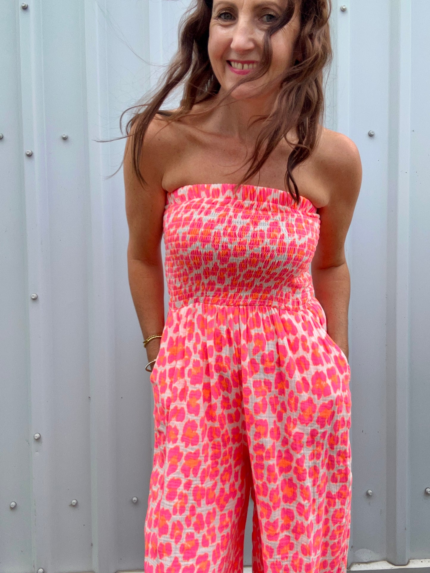 Dee leopard jumpsuit - Orange / Pink