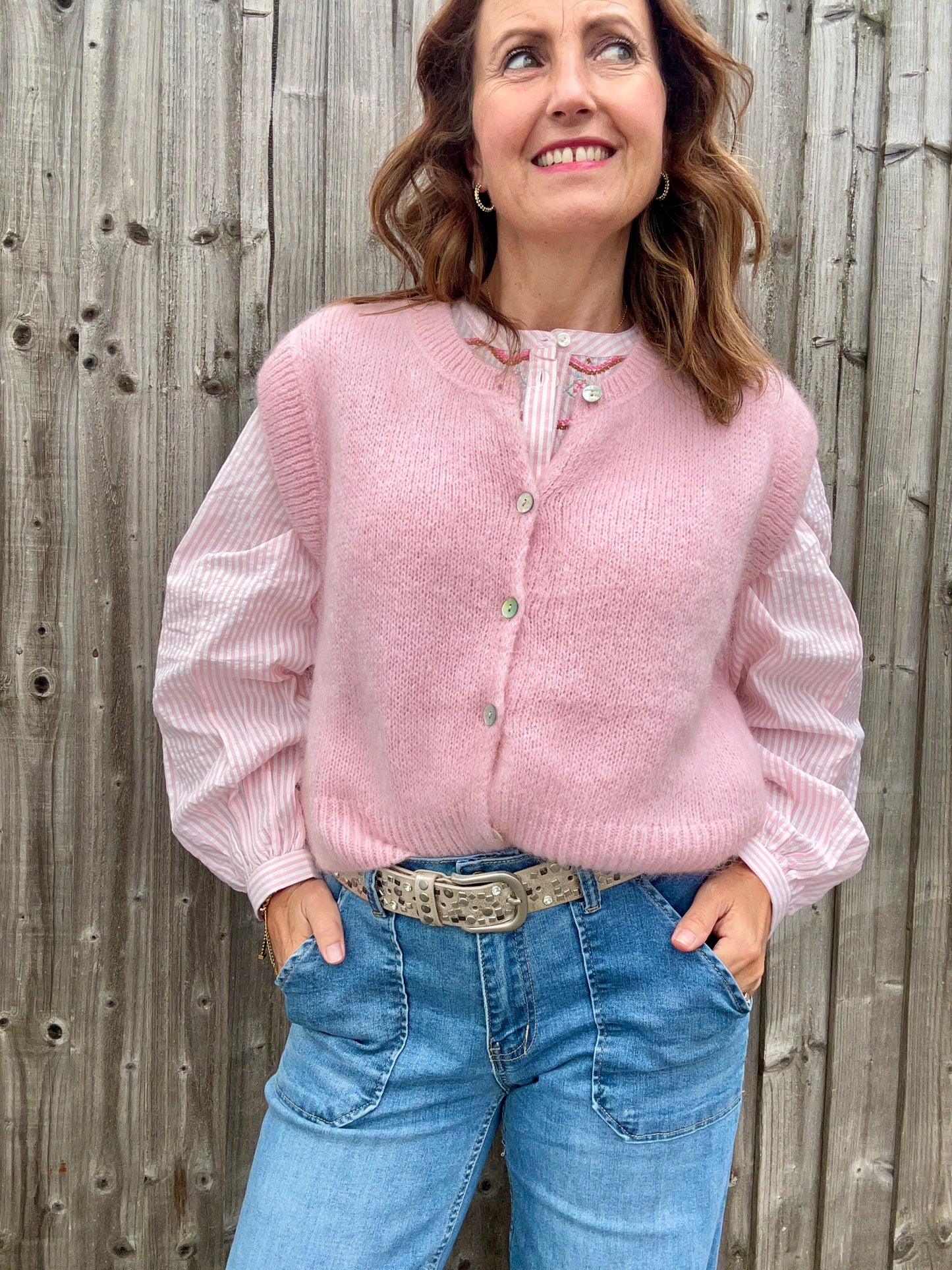 Brodie sleeveless cardigan - Pink