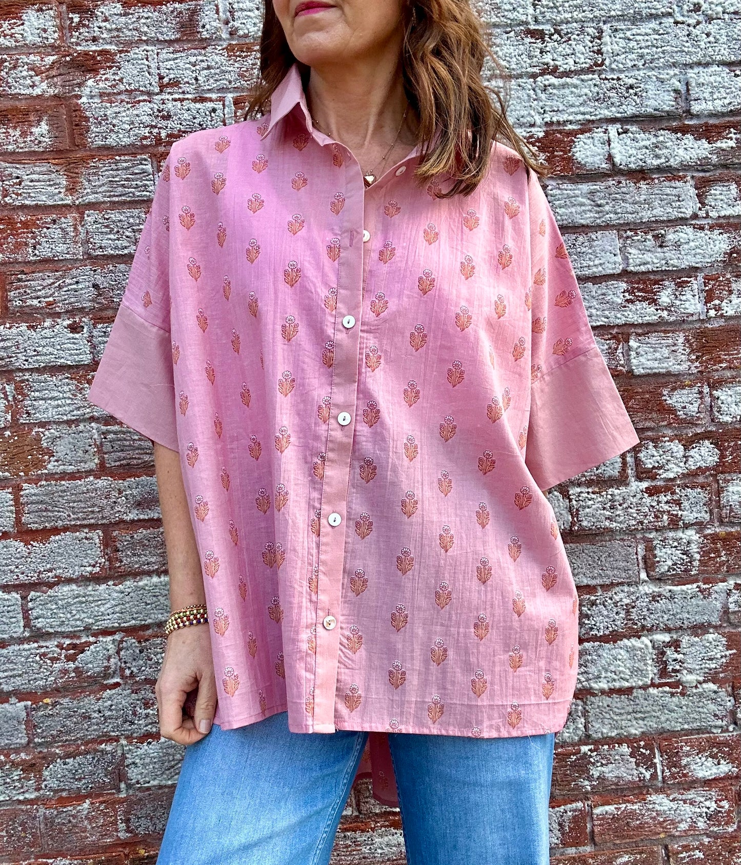 Delta cotton printed blouse