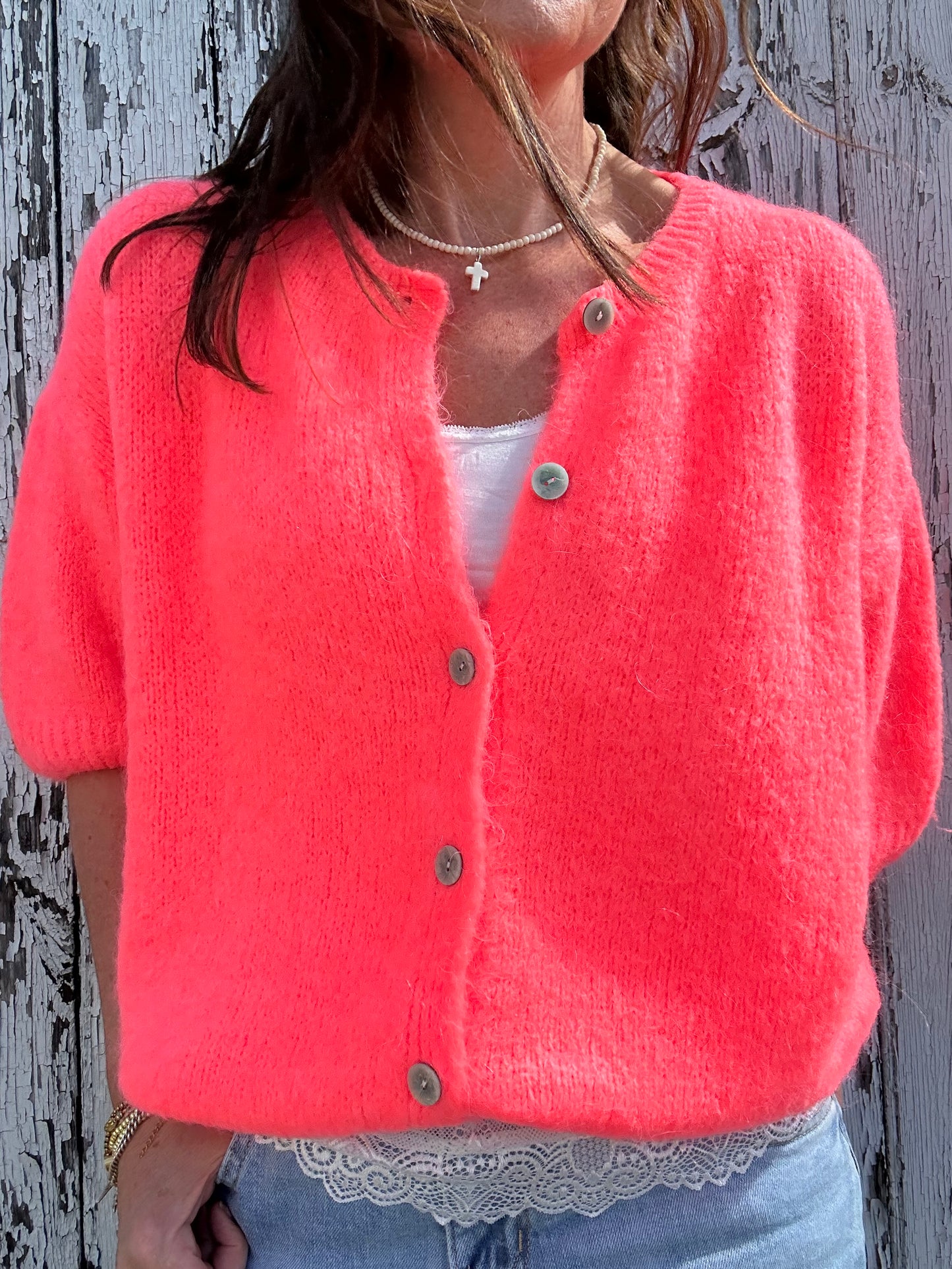 Esme short sleeved cardigan - Coral
