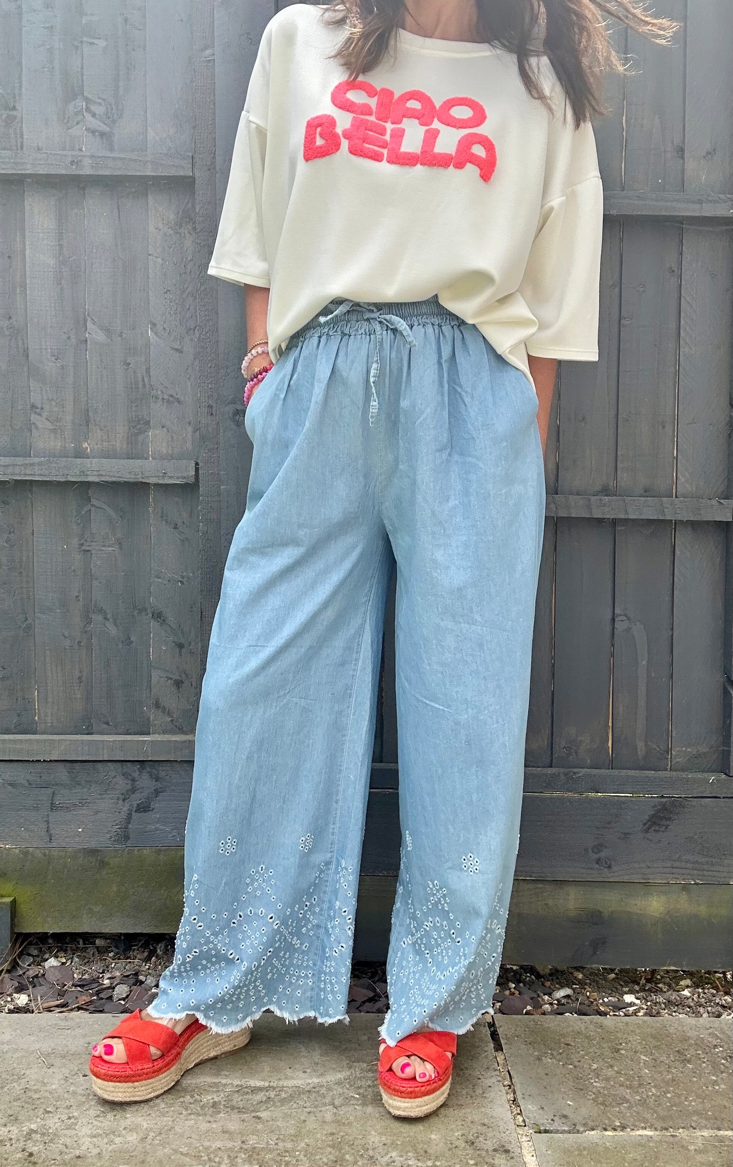 Iris chambray trousers - Pale blue