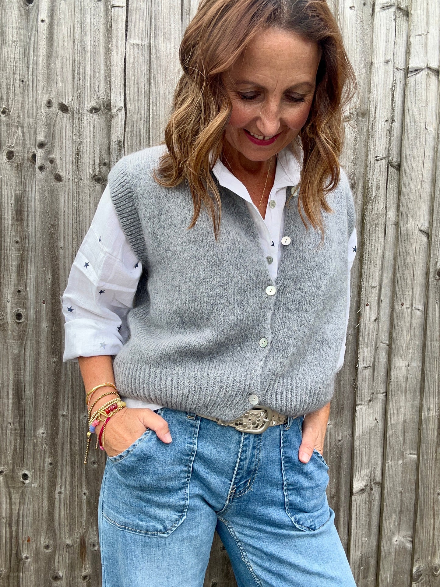 Brodie sleeveless cardigan - Grey