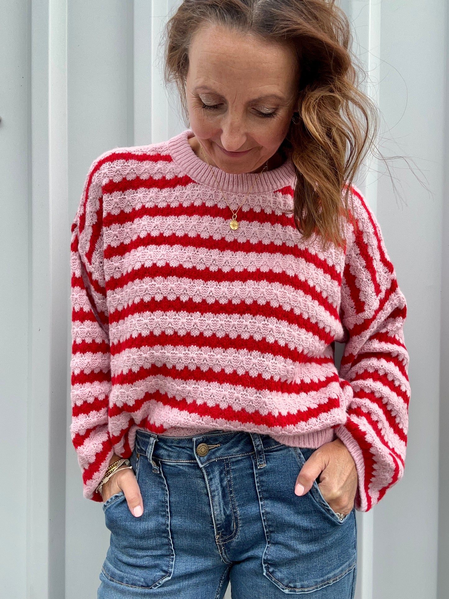 Sienna striped sweater - Red / Pink