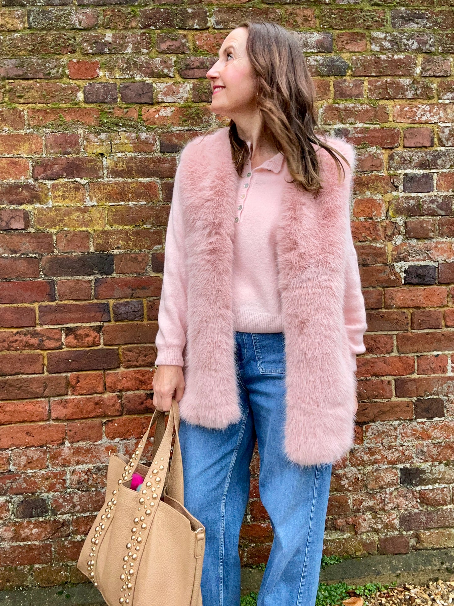 Venus faux fur gilet - Powder