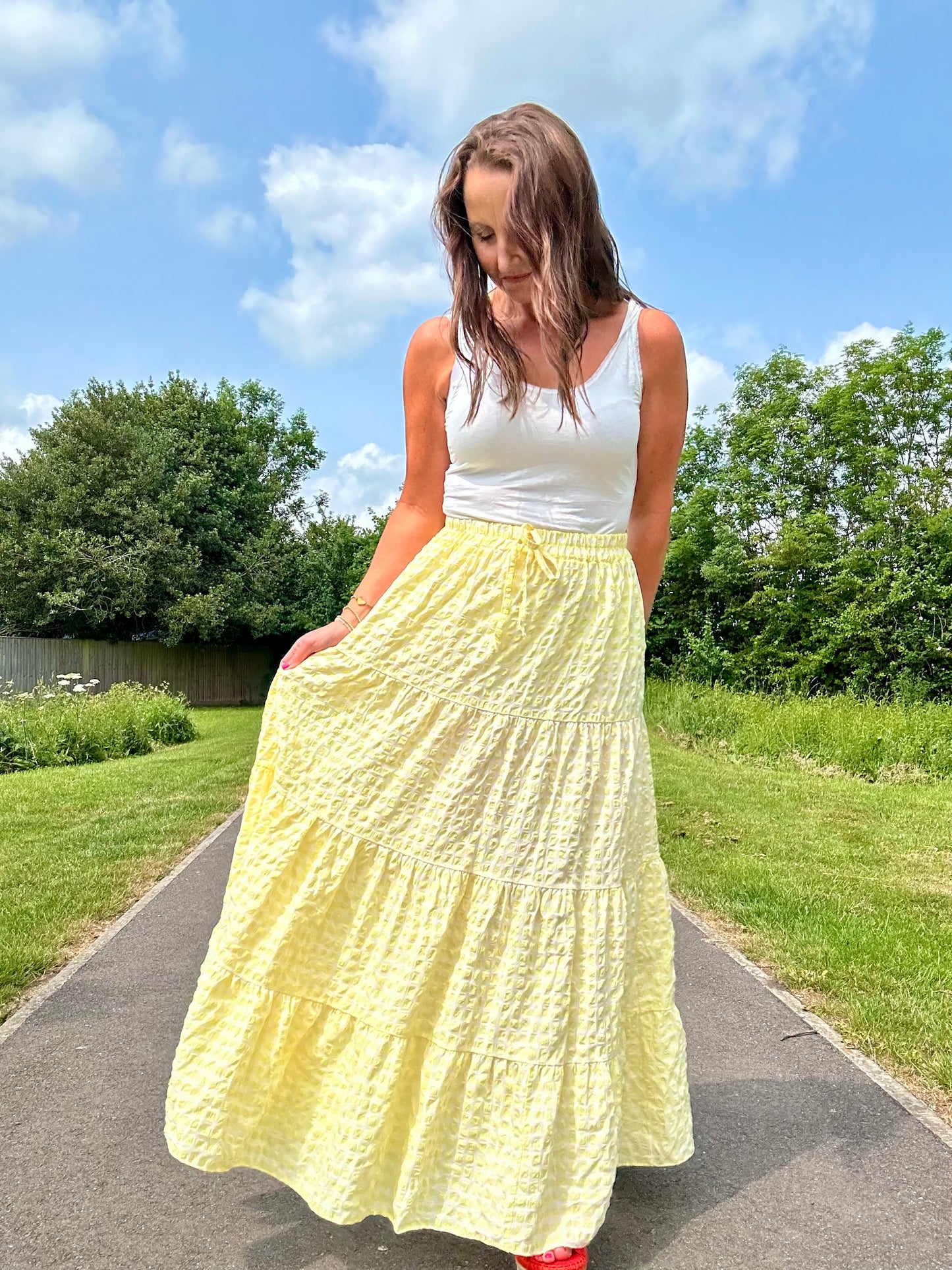 Limone gingham skirt