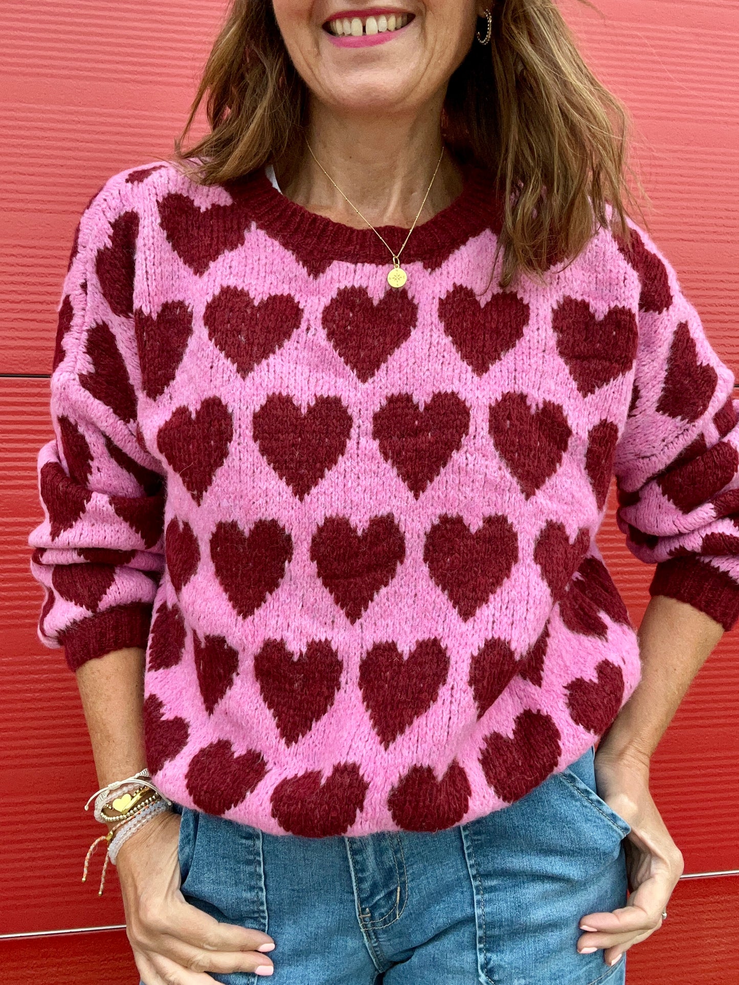 Jojo heart sweater - Pink / Plum
