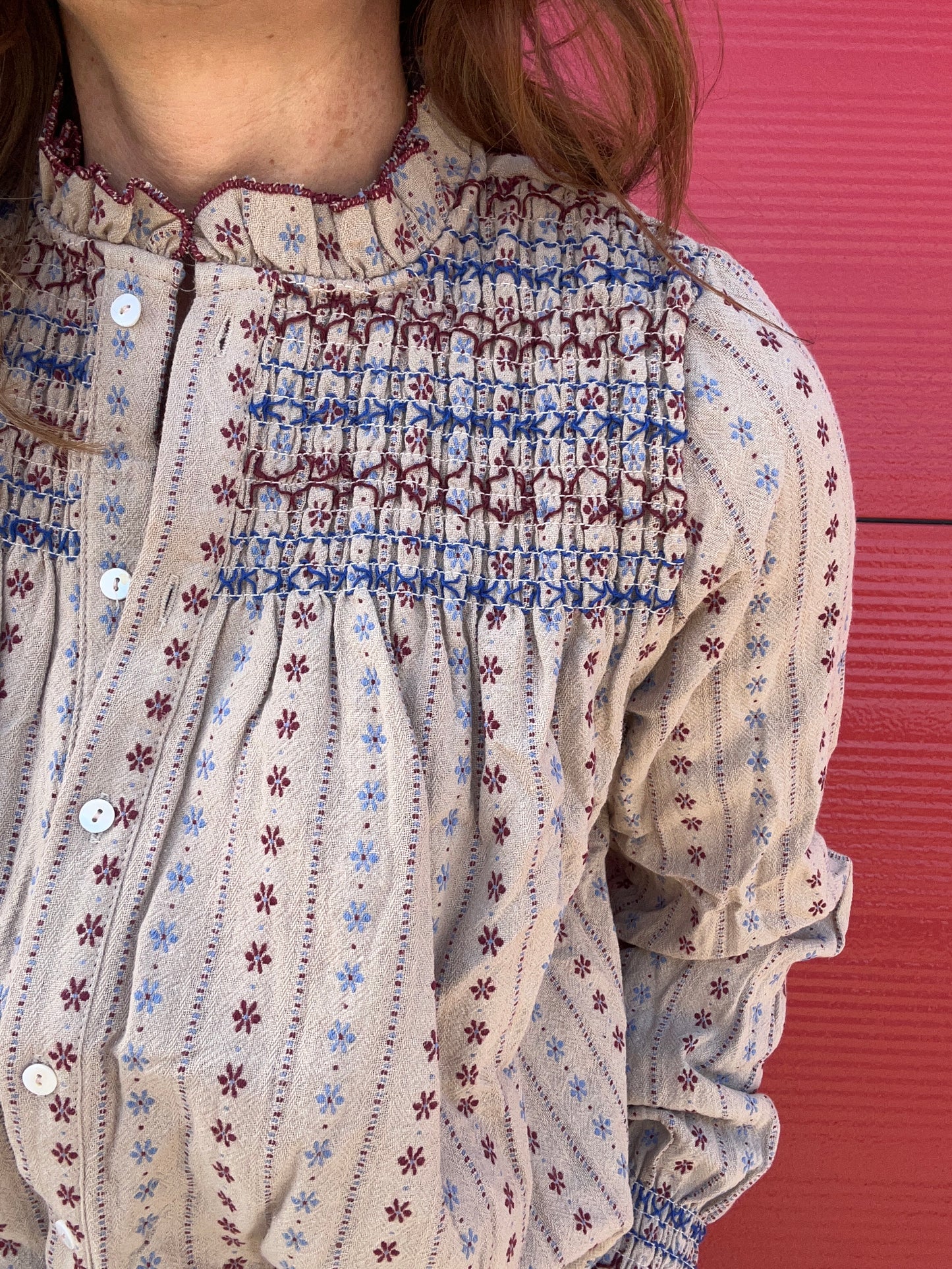 Olive embroidered blouse