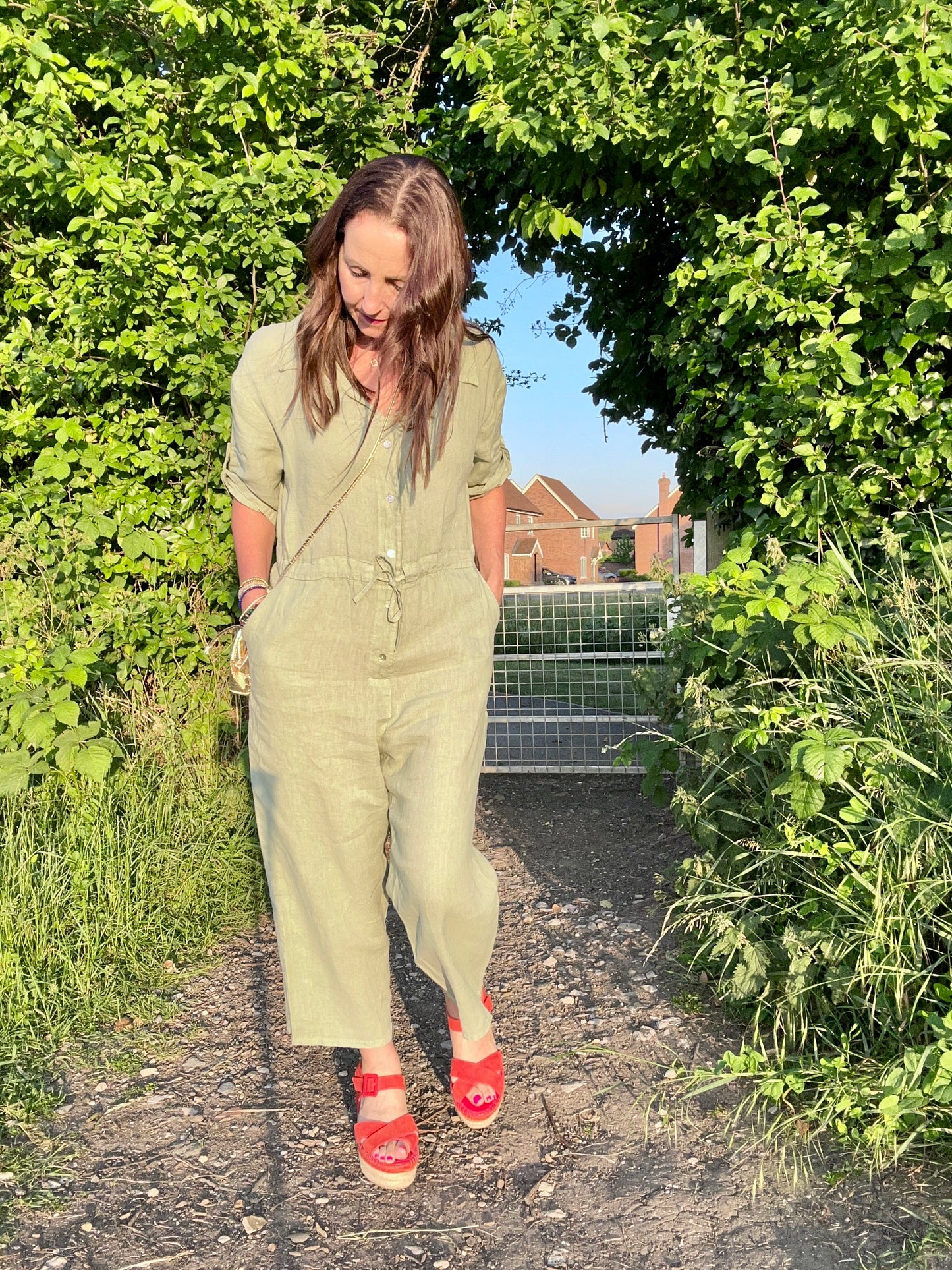 Lexie linen jumpsuit - Moss
