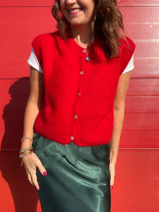 Brodie sleeveless cardigan - Red
