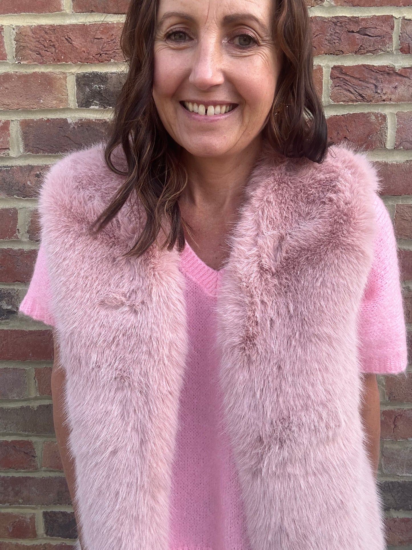 Venus faux fur gilet - Powder