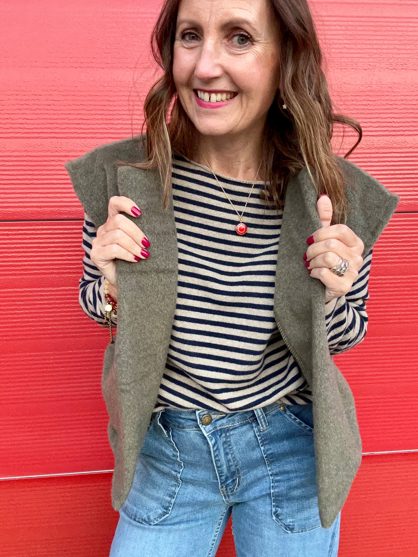 Emilie felted gilet - Khaki
