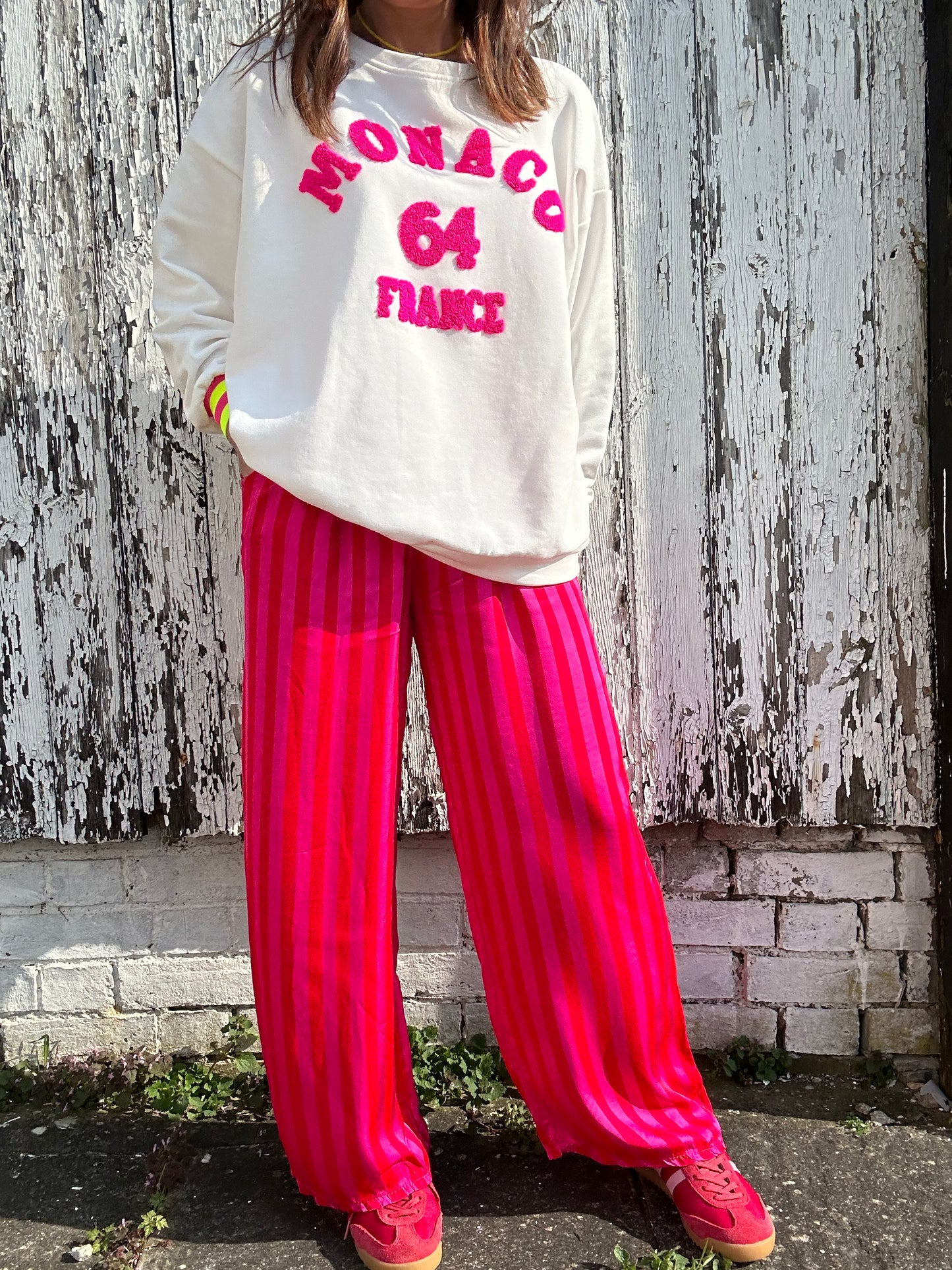 Chelsea striped lounge pants - Red / Pink