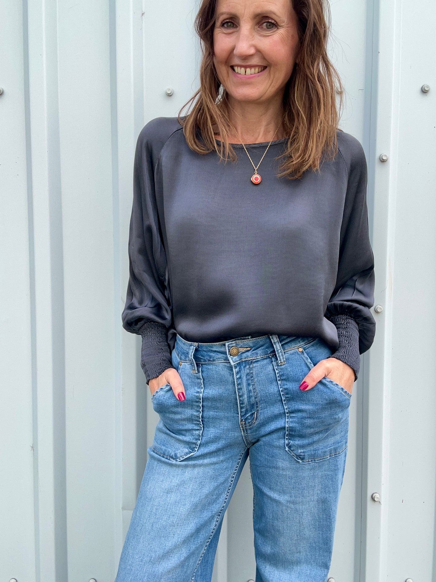 Henrietta silky blouse - Grey