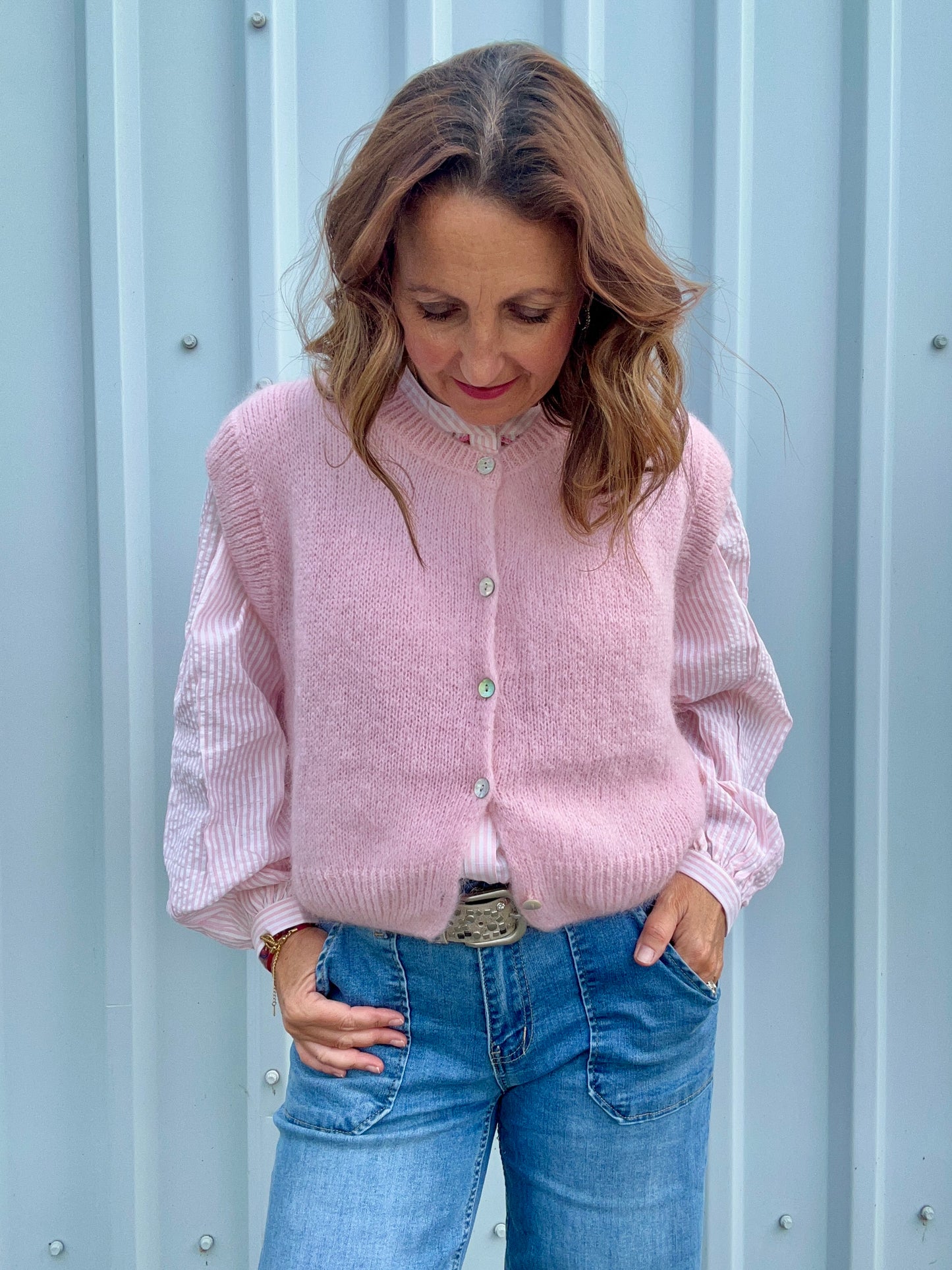 Brodie sleeveless cardigan - Pink