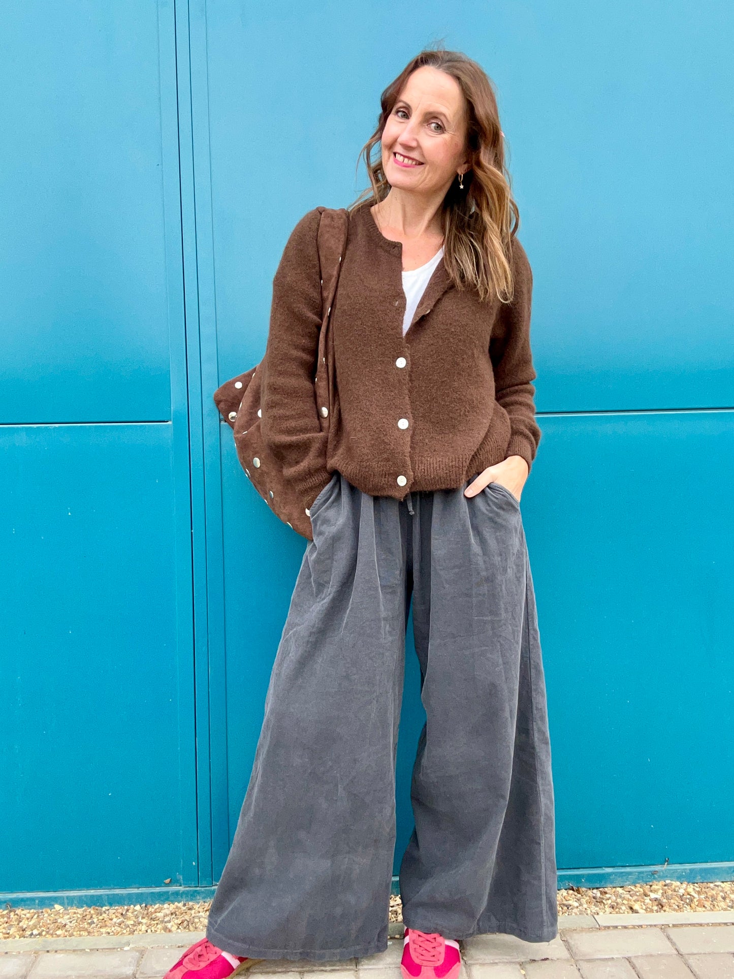 York wideleg cord trousers - Grey