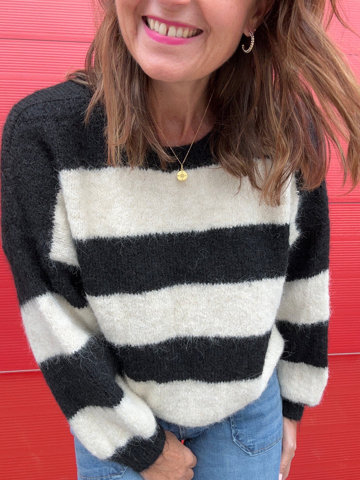 Clover striped sweater - Black / Cream