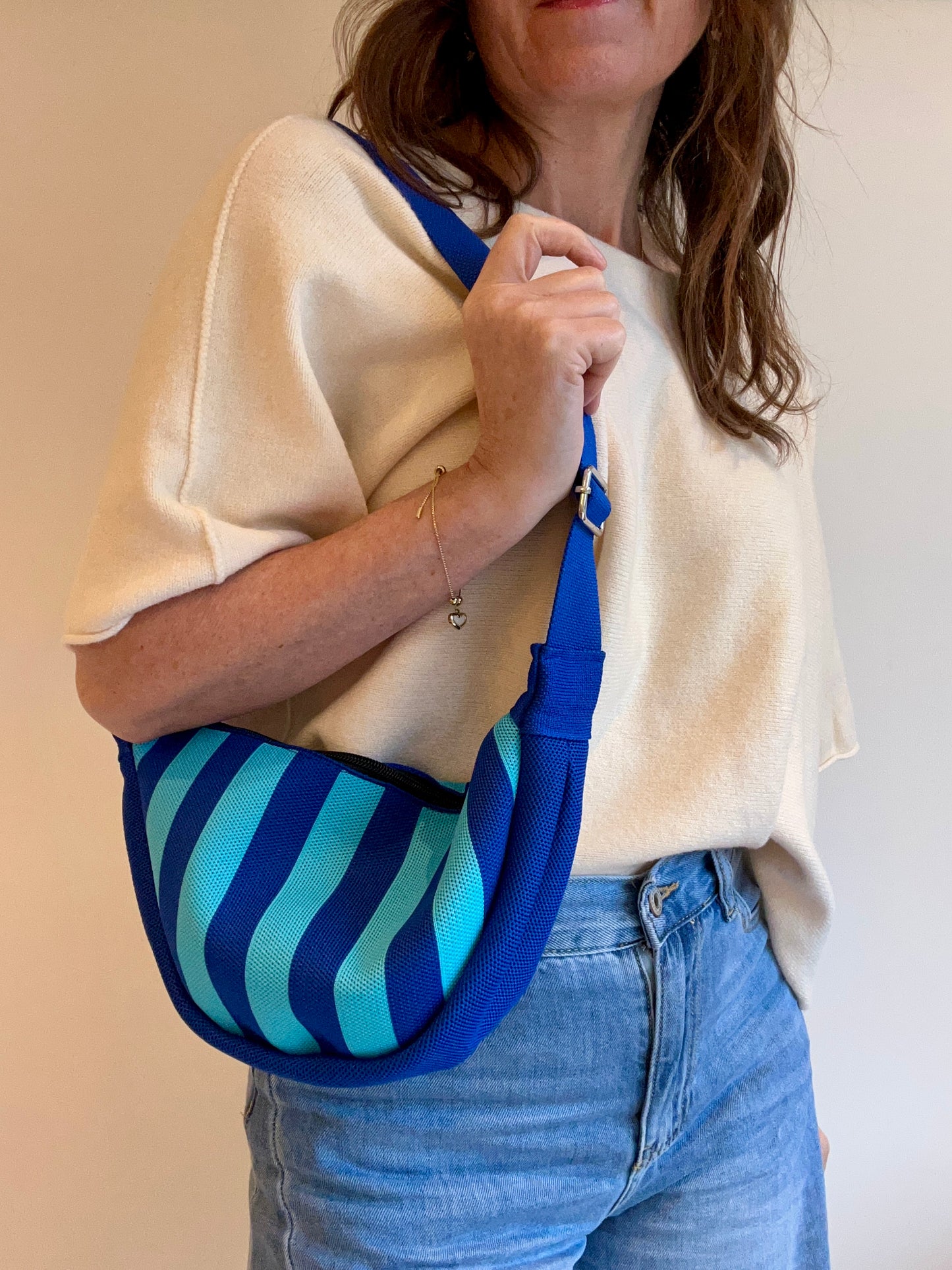 Kanga striped pouch bag - Blue