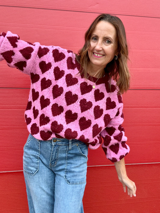 Jojo heart sweater - Pink / Plum