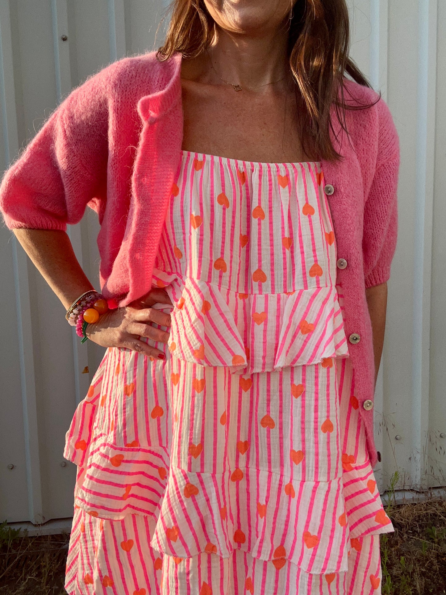 Pixie sundress - Pink / White