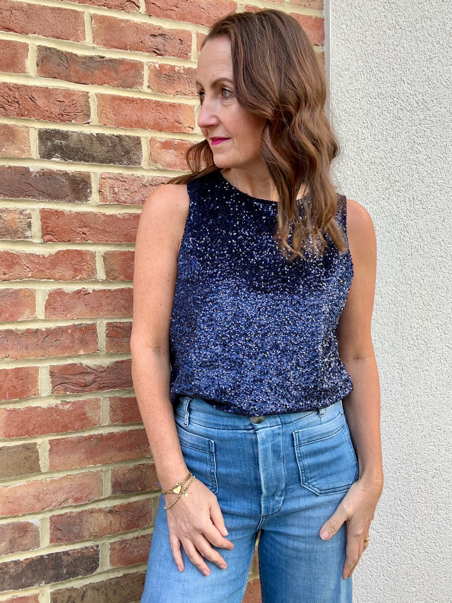 Sylvie sequin vest - Navy