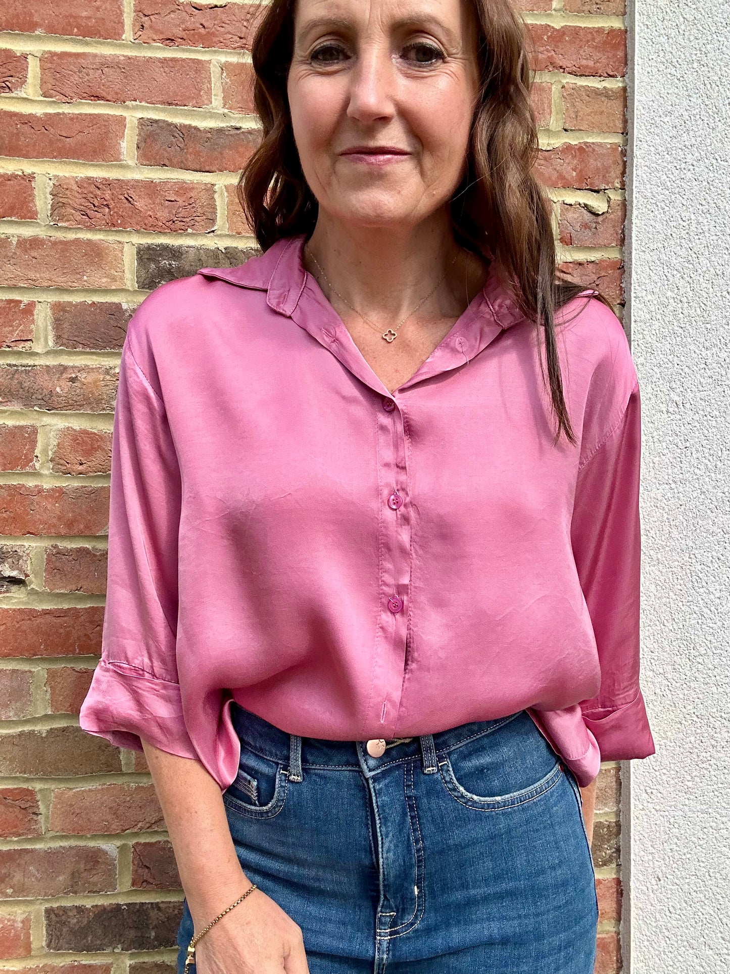 Mary silk mix blouse - Vintage Pink
