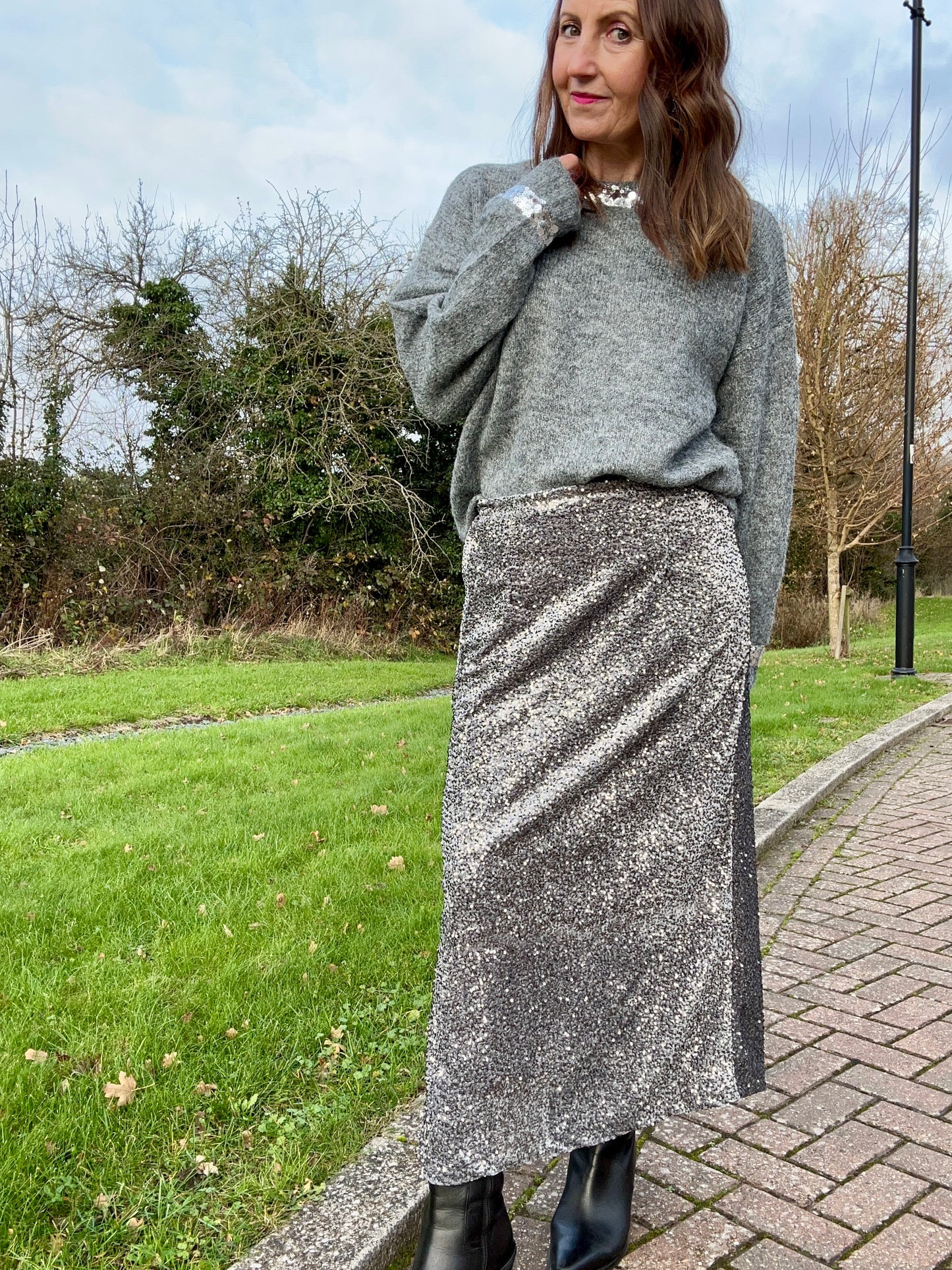 Satine sequin pencil skirt