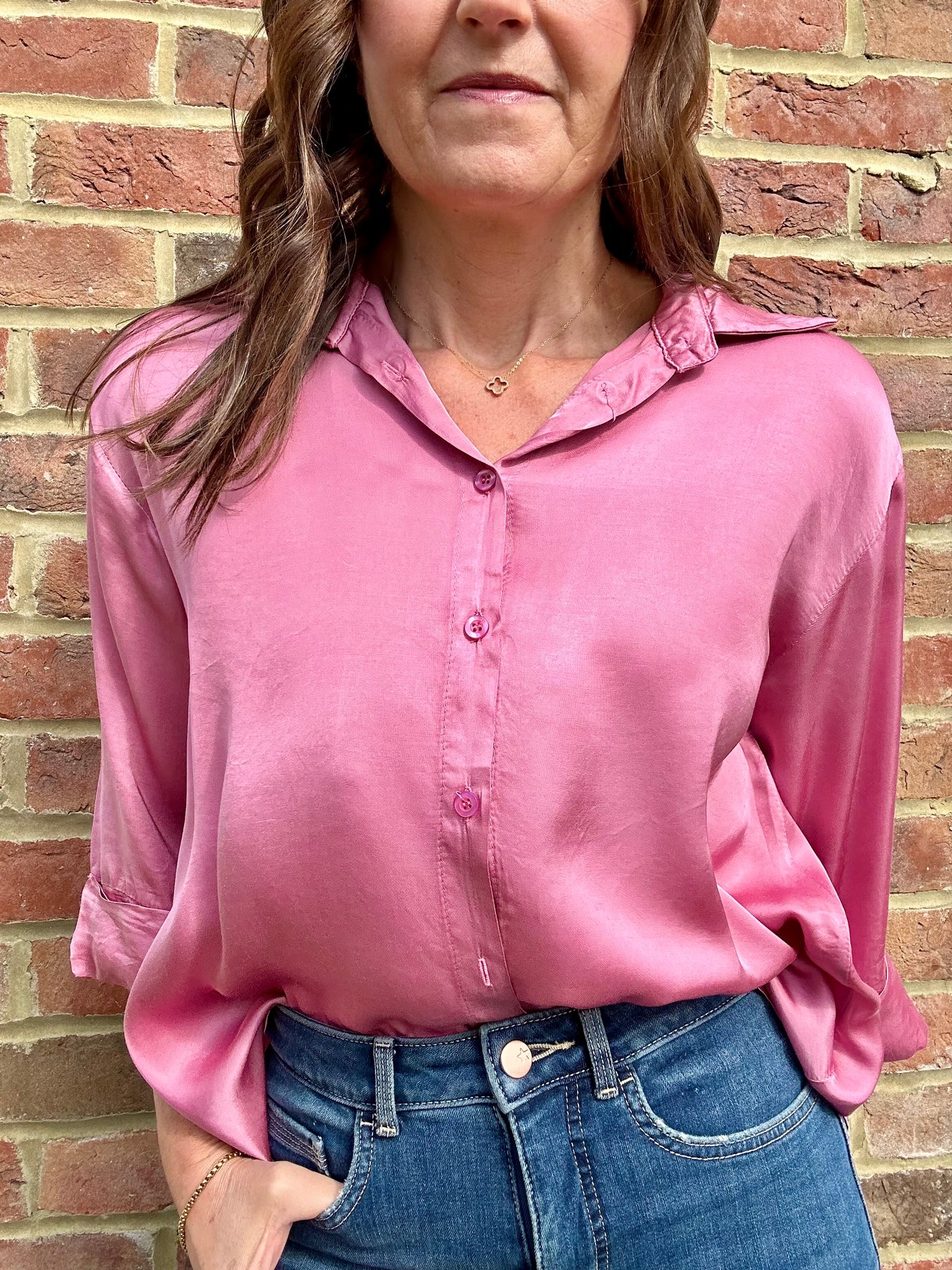 Mary silk mix blouse - Vintage Pink