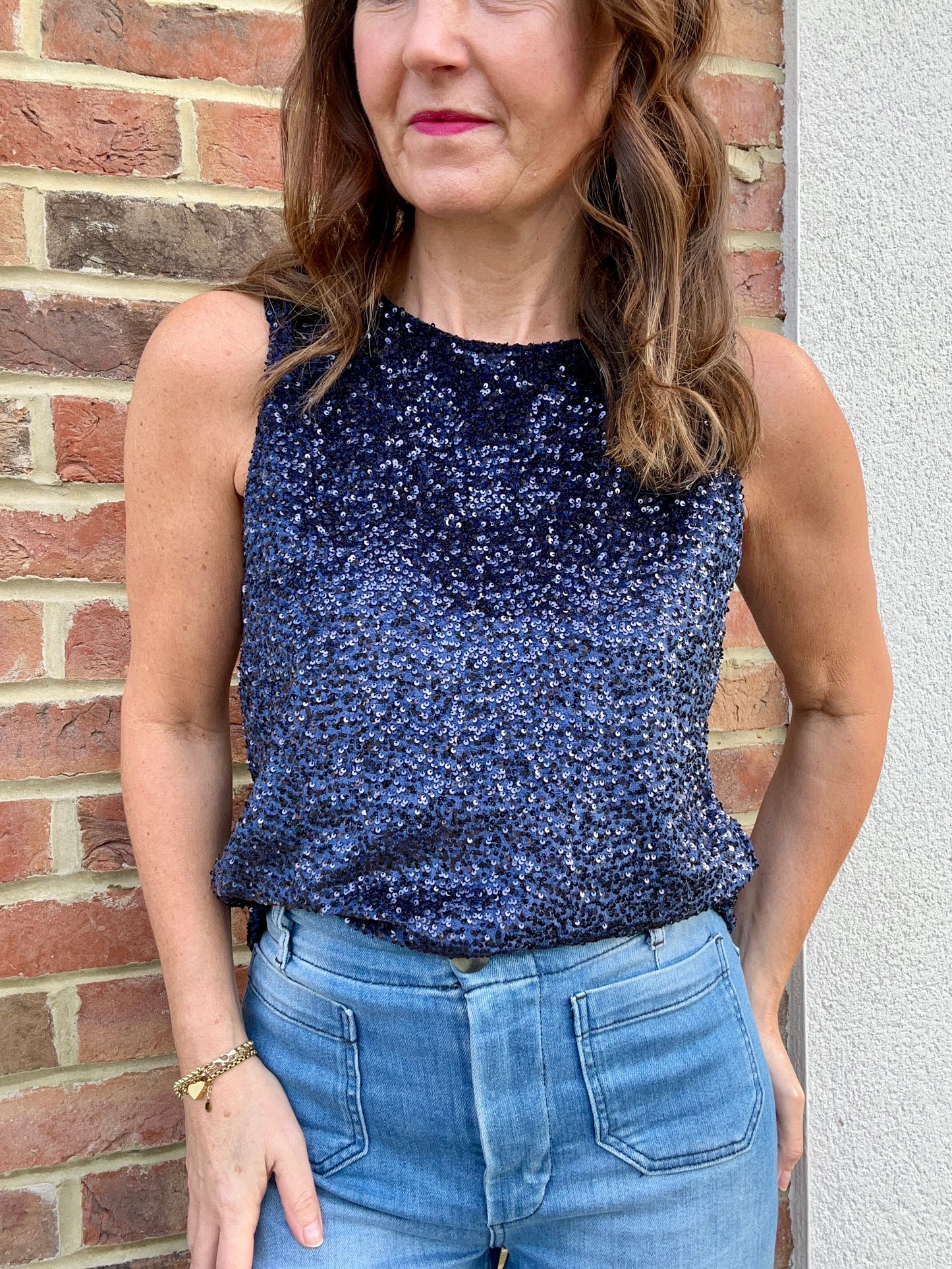Sylvie sequin vest - Navy