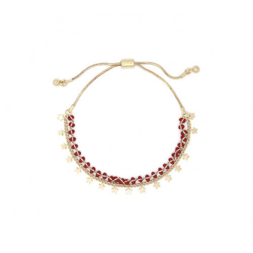 Multi layer bracelet with stars - Red