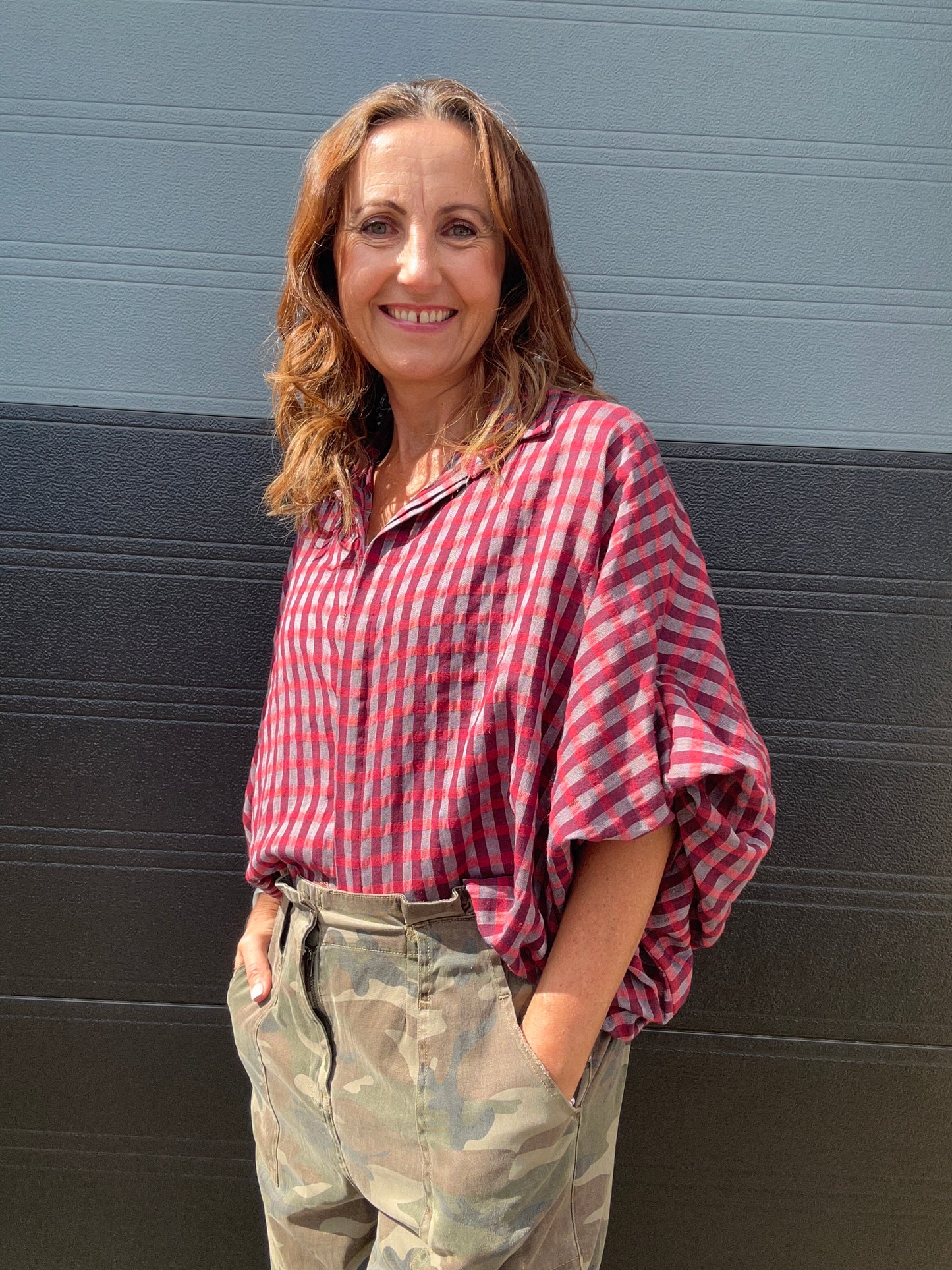Mabel checked blouse