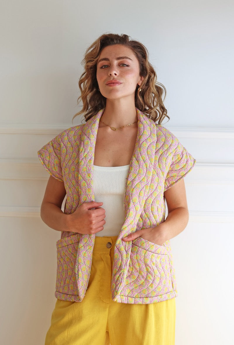 Ella Quilted Waistcoat - Lilac