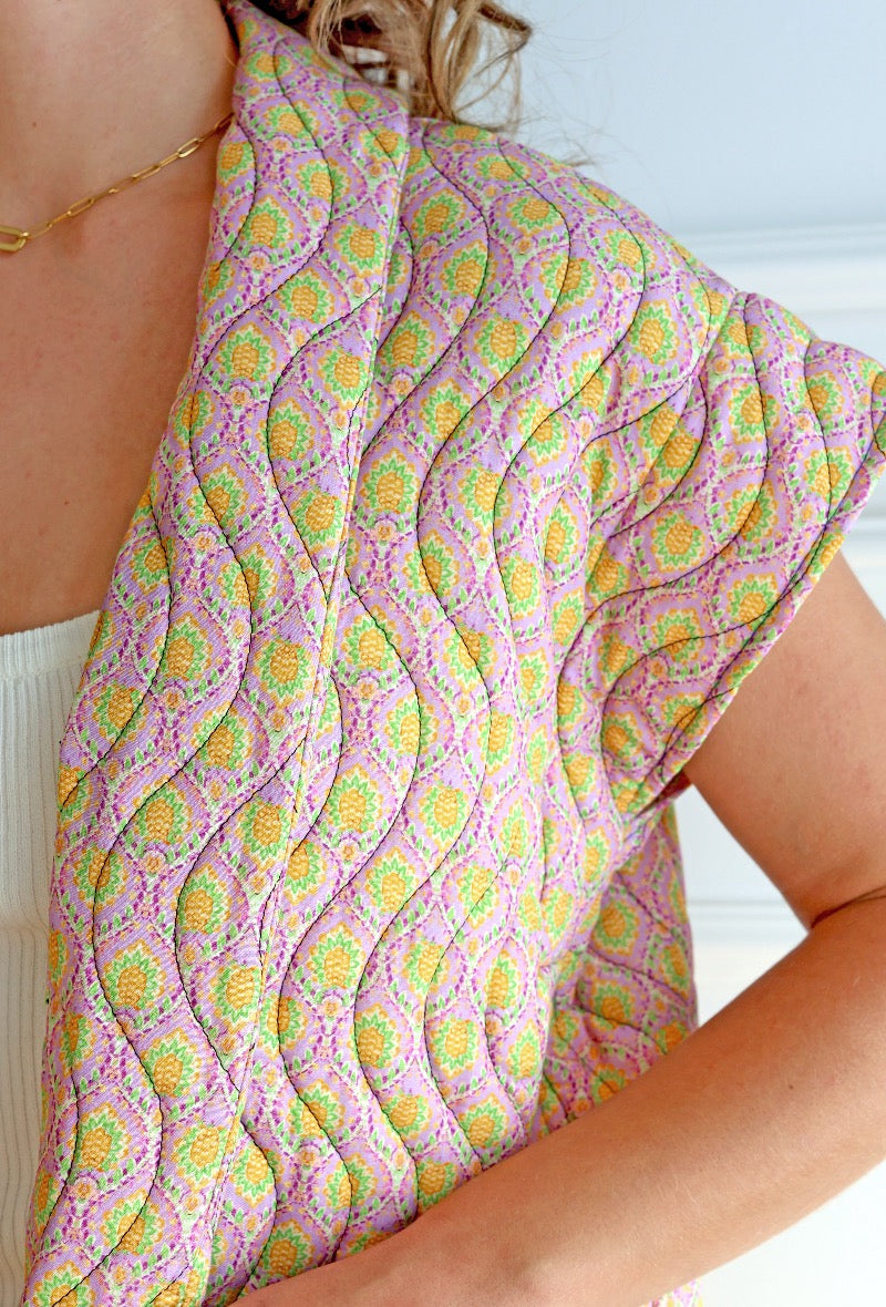 Ella Quilted Waistcoat - Lilac